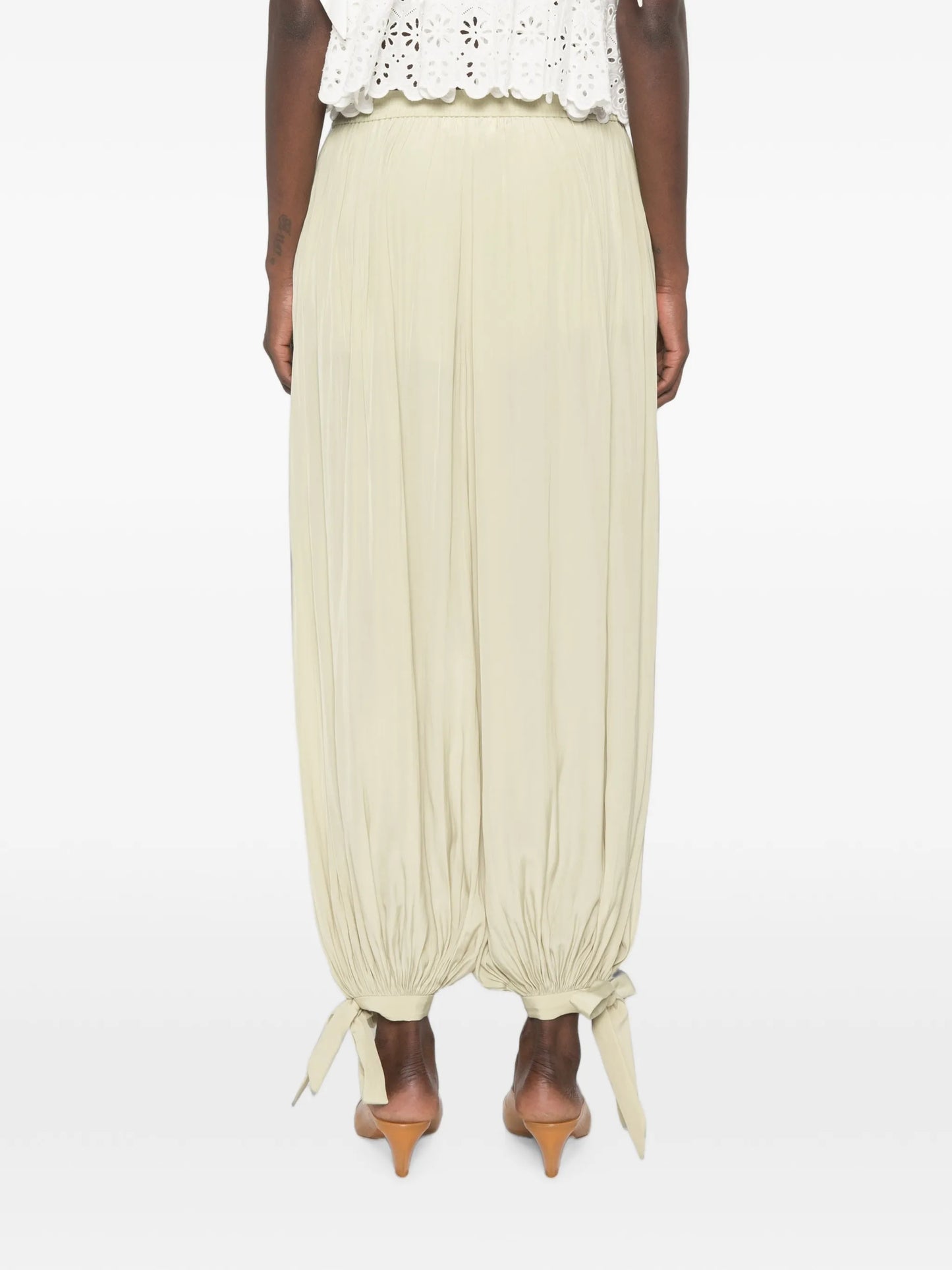 tie-cuff satin trousers