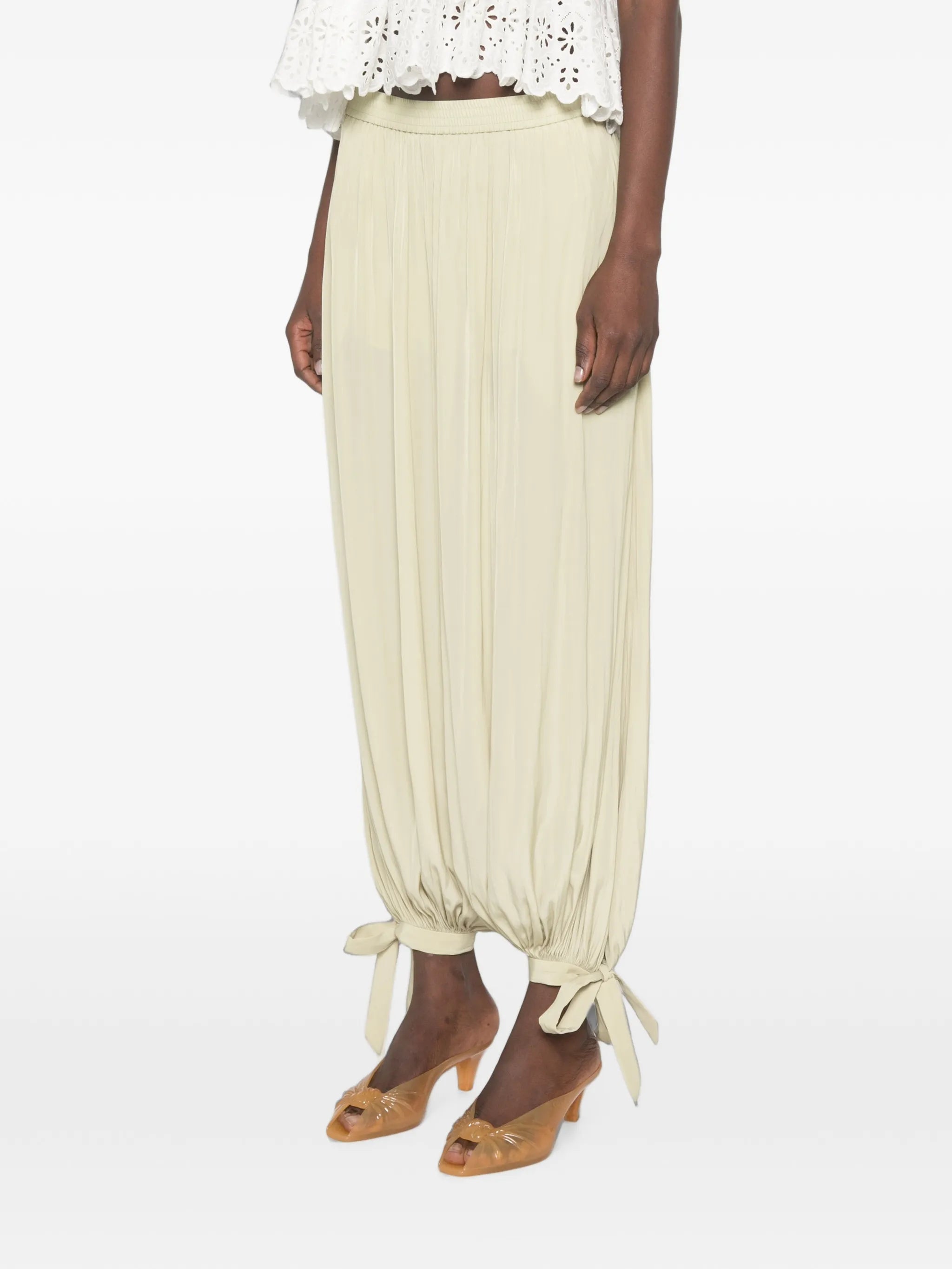 tie-cuff satin trousers
