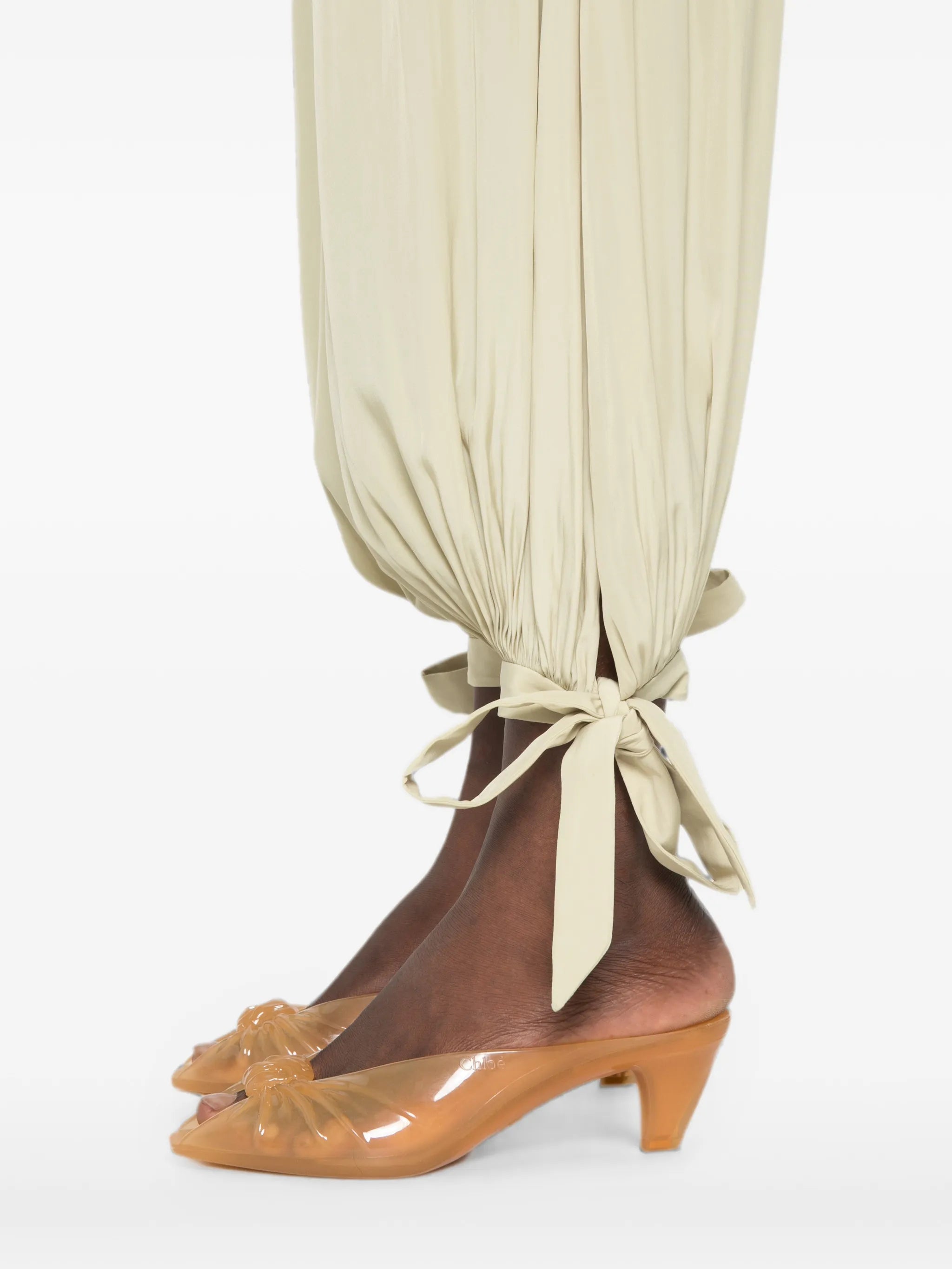 tie-cuff satin trousers