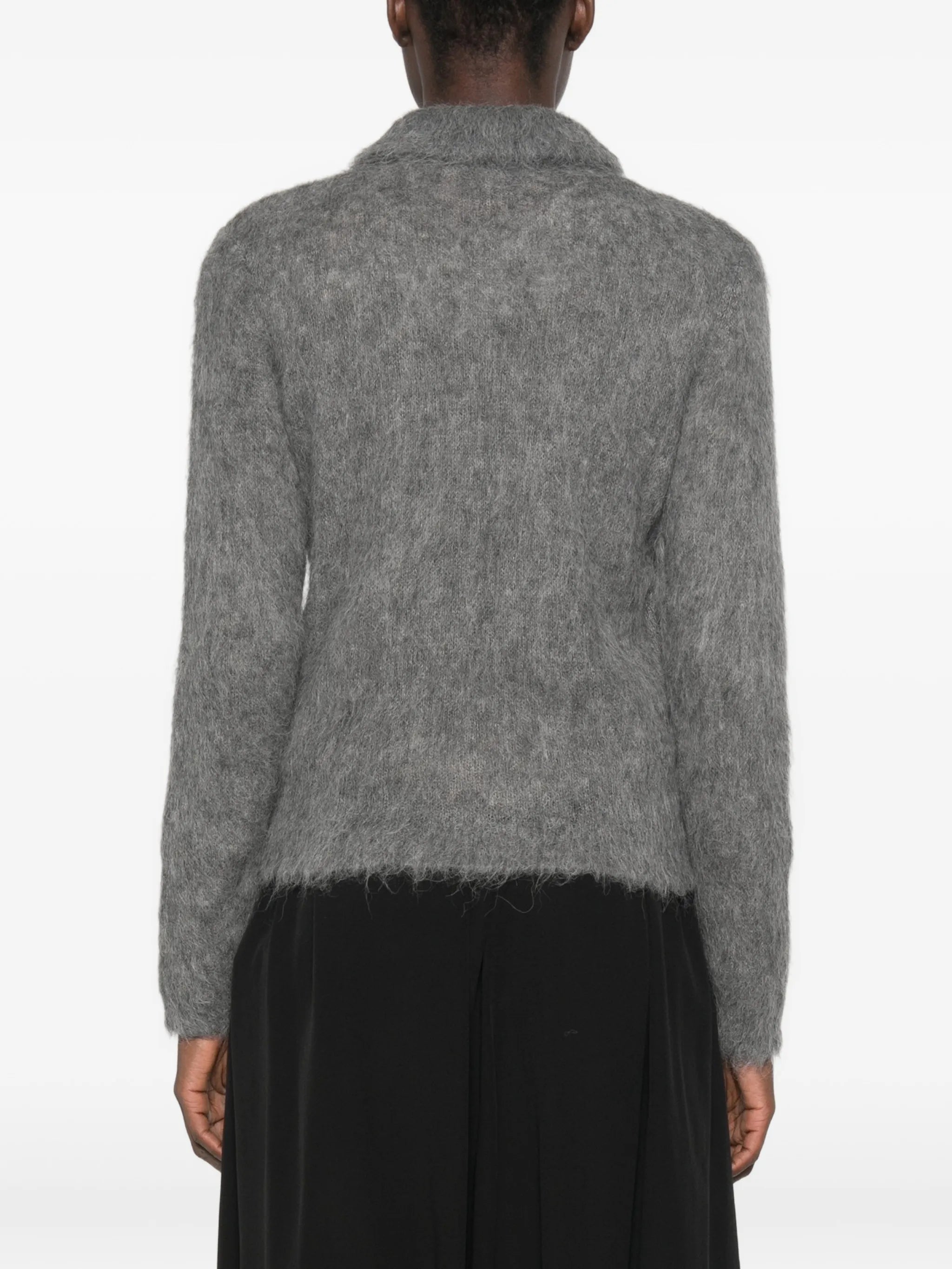 brushed-knit polo sweater