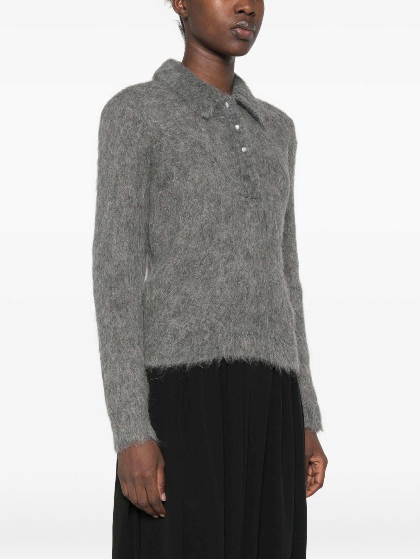 brushed-knit polo sweater
