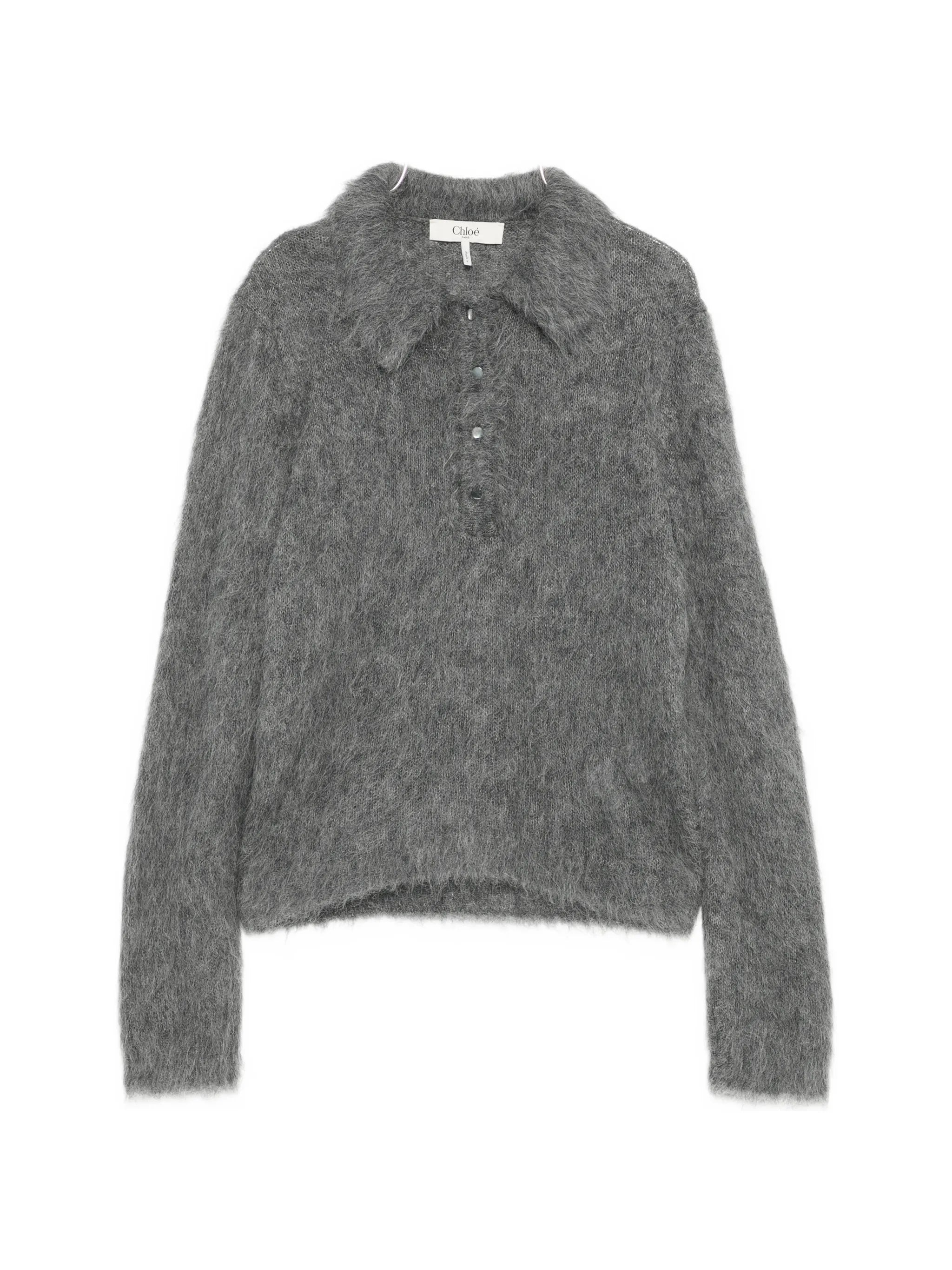 brushed-knit polo sweater