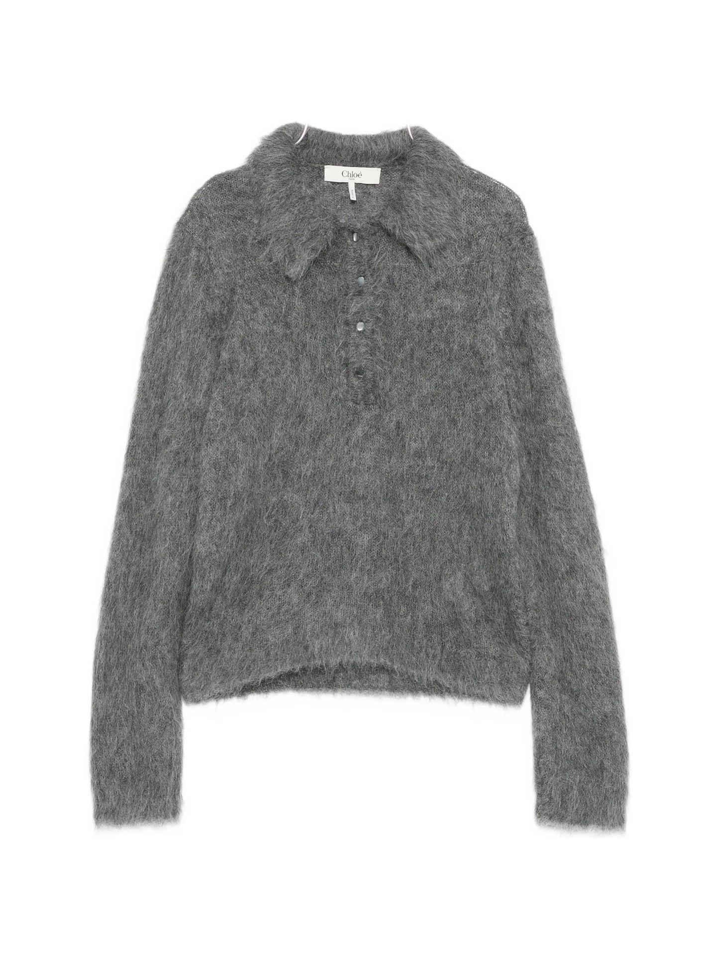 brushed-knit polo sweater