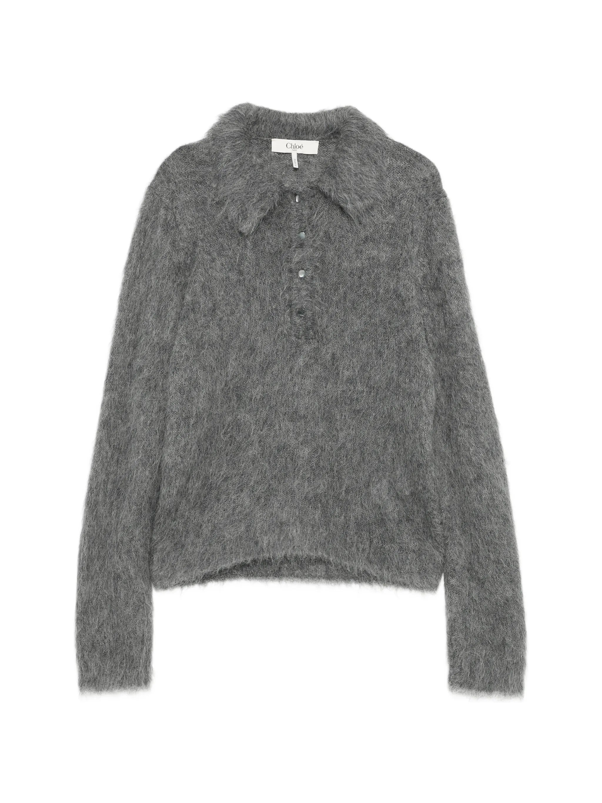 brushed-knit polo sweater