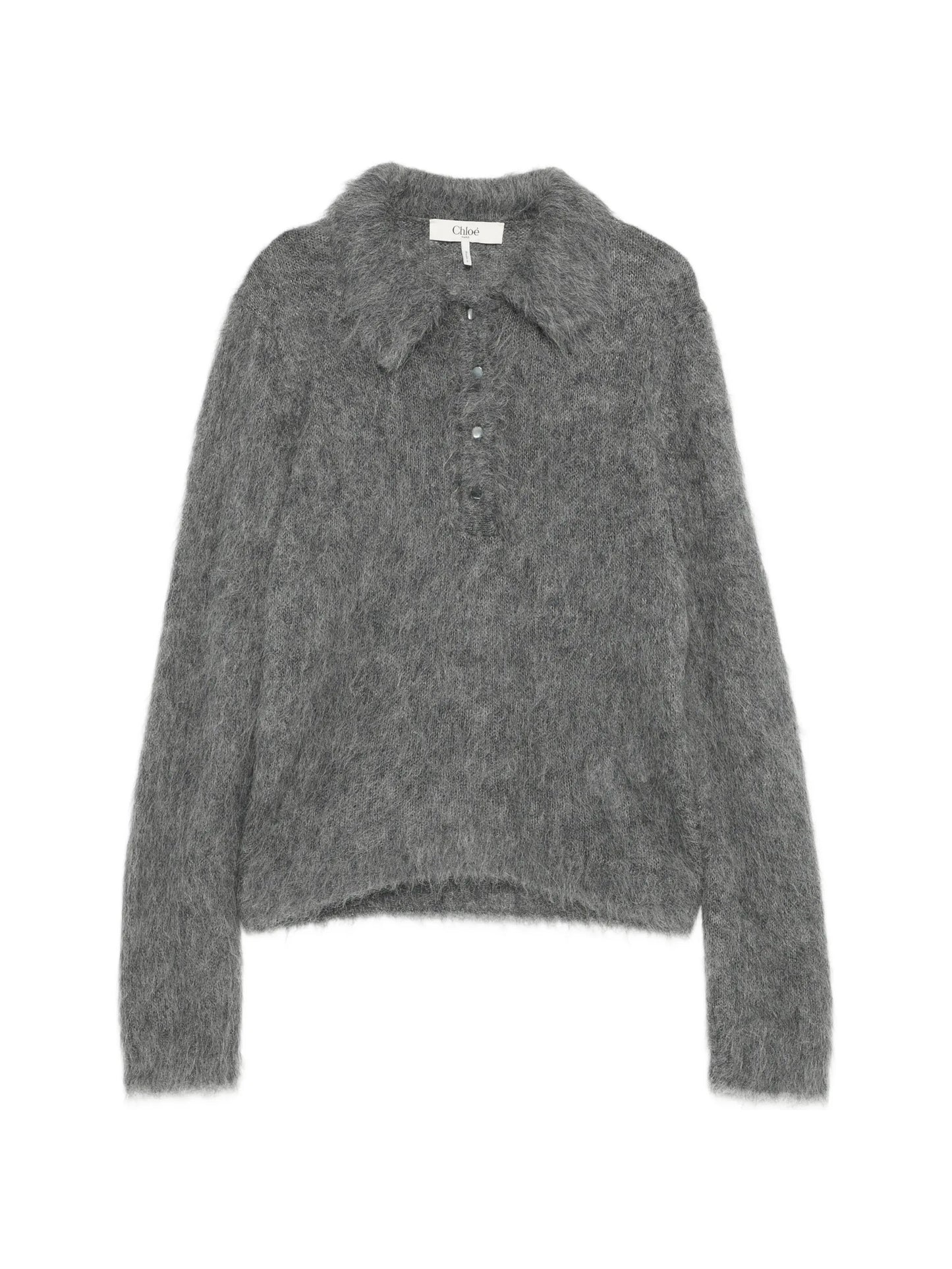 brushed-knit polo sweater