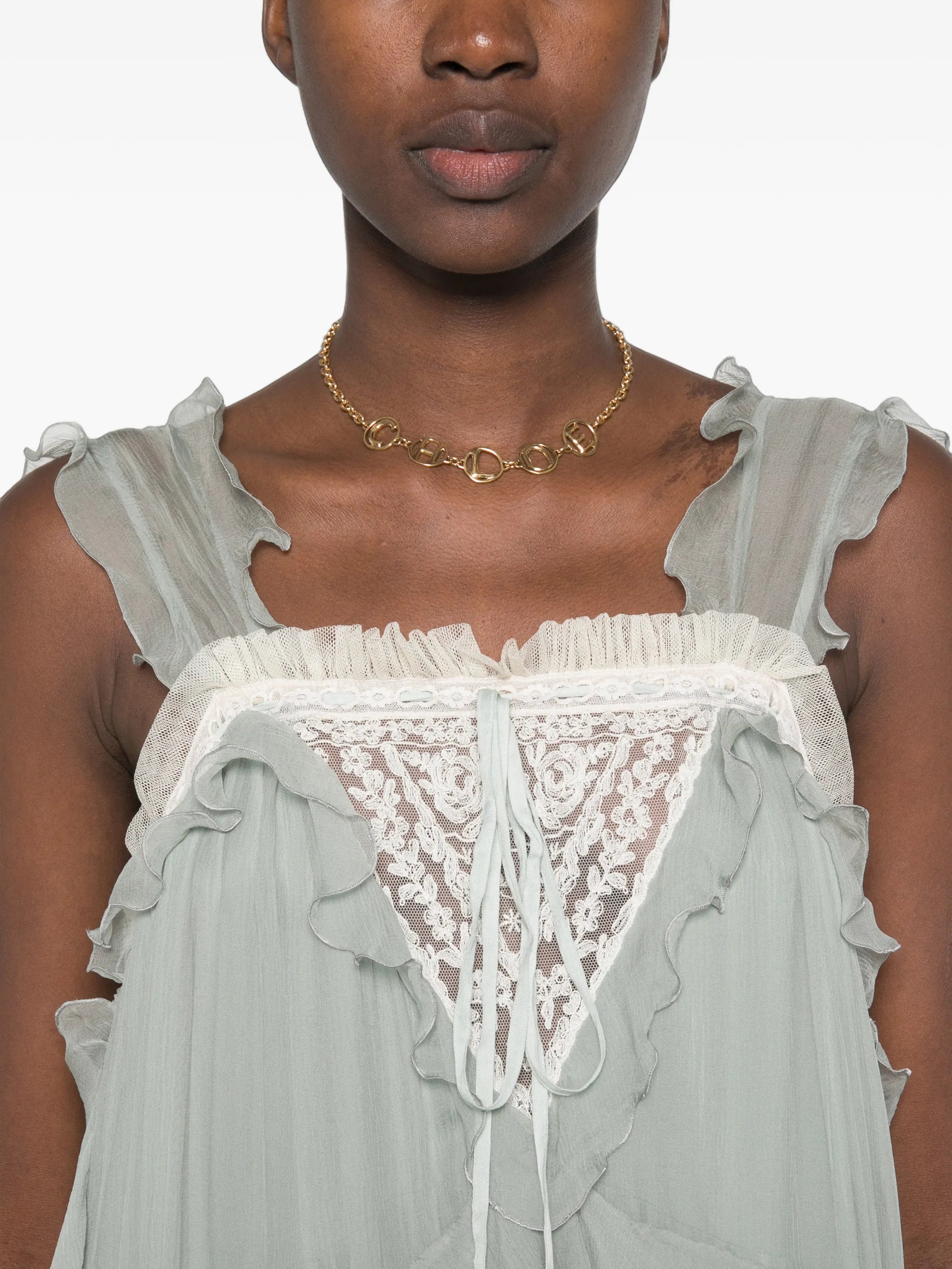 ruffled silk-mousseline maxi dress