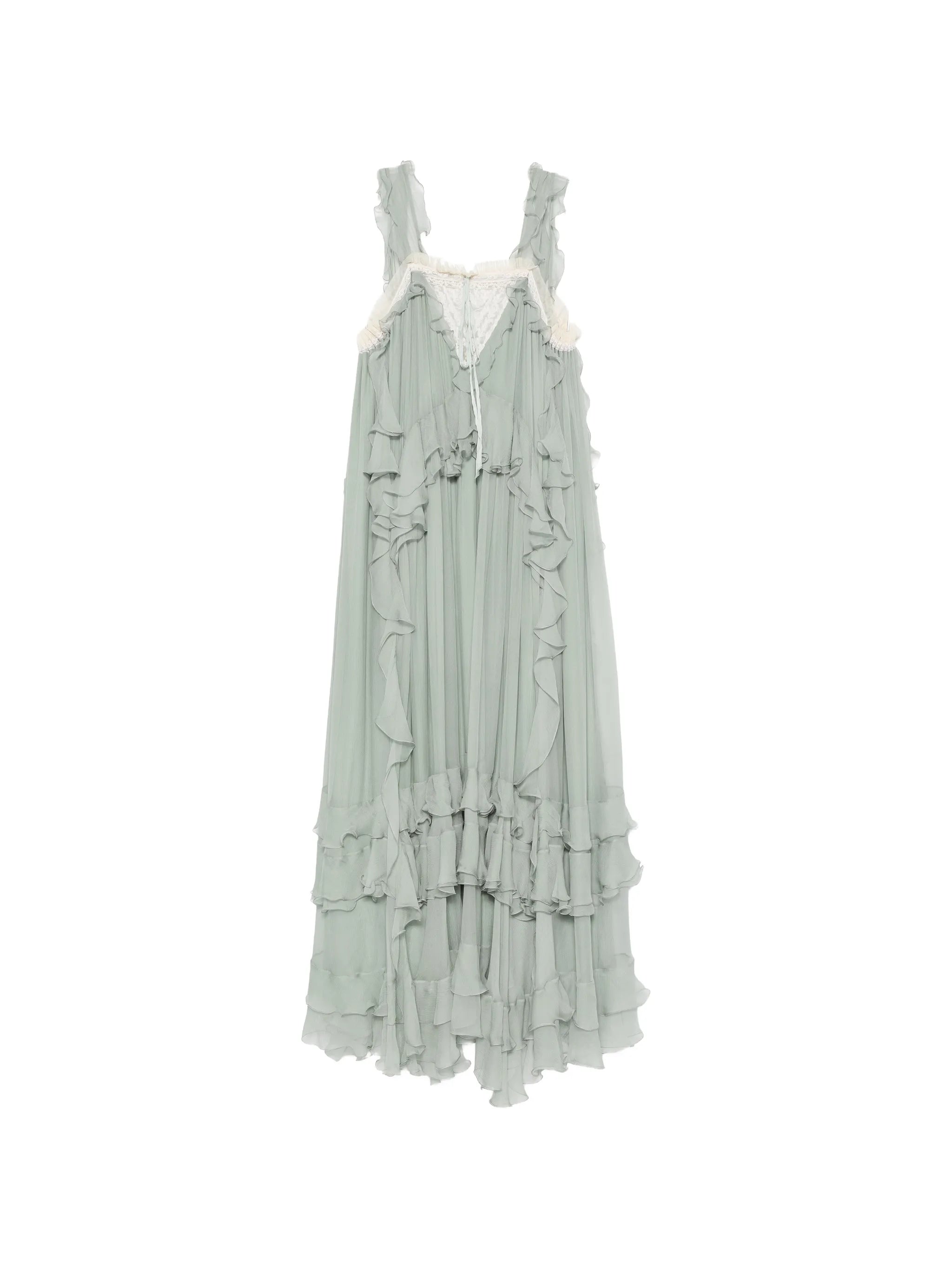 ruffled silk-mousseline maxi dress