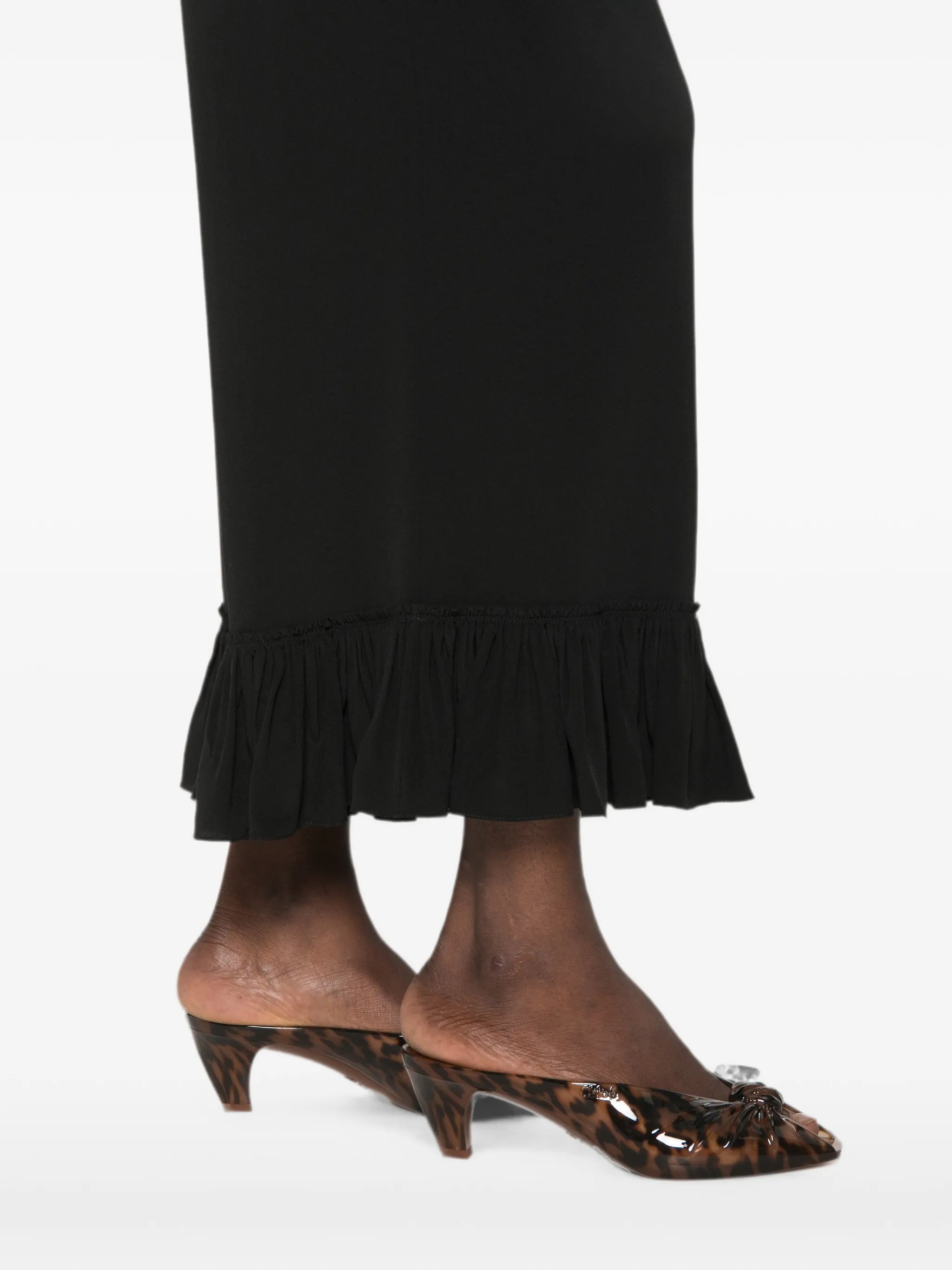 cropped fluid pants in crêpe de chine