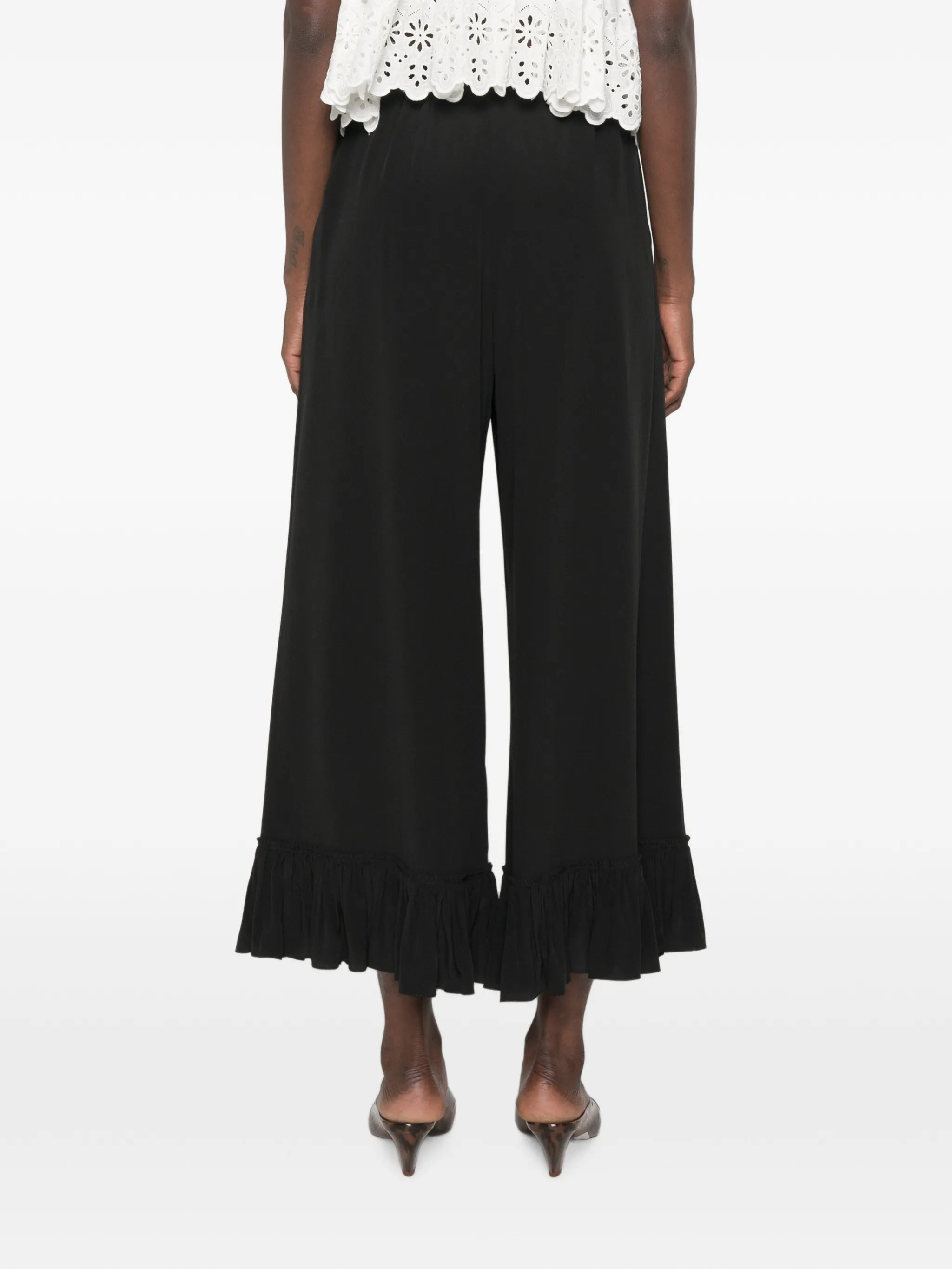 cropped fluid pants in crêpe de chine