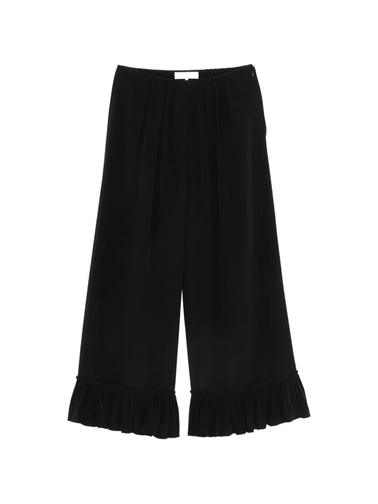 cropped fluid pants in crêpe de chine