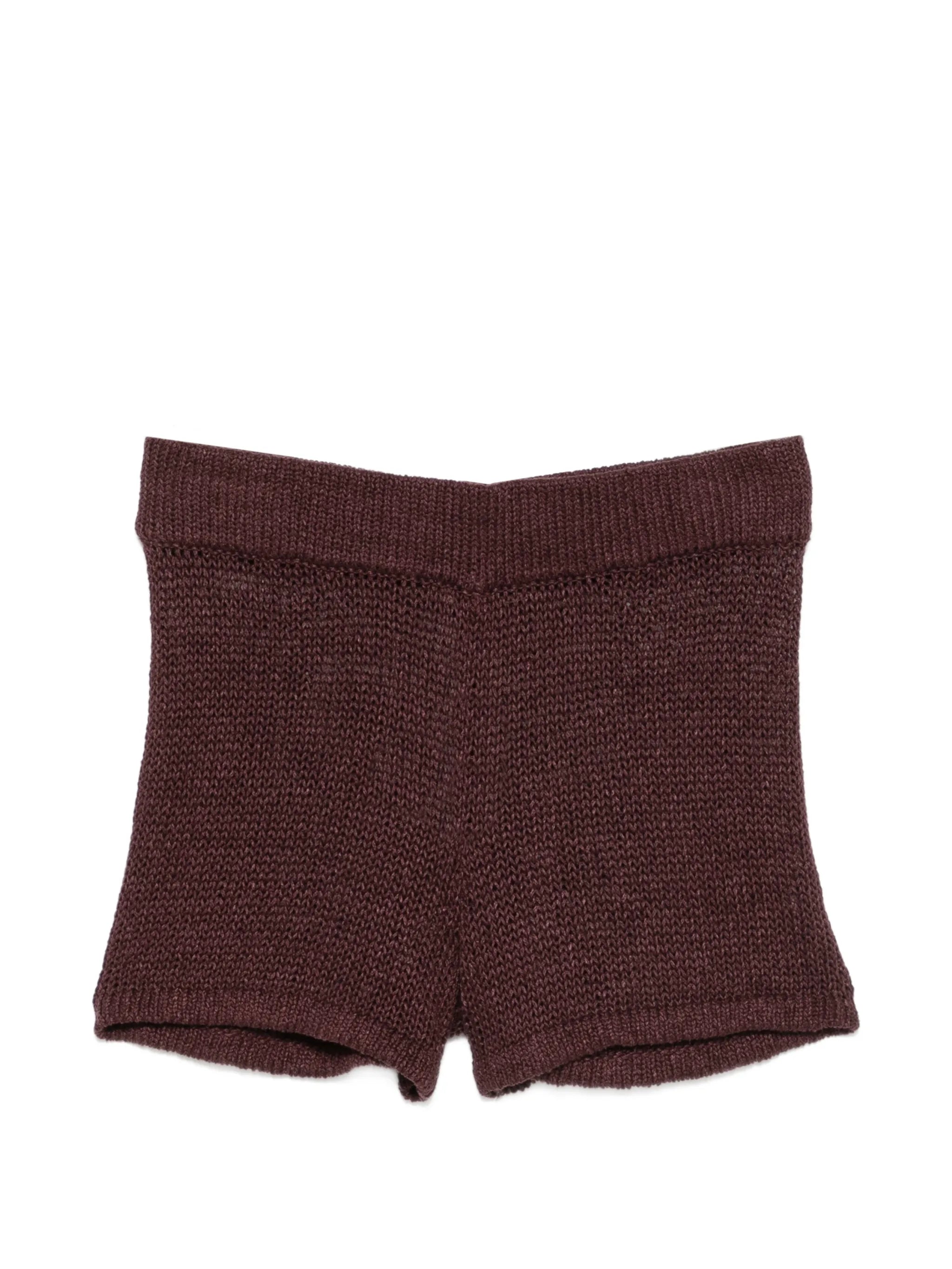 linen open knit shorts
