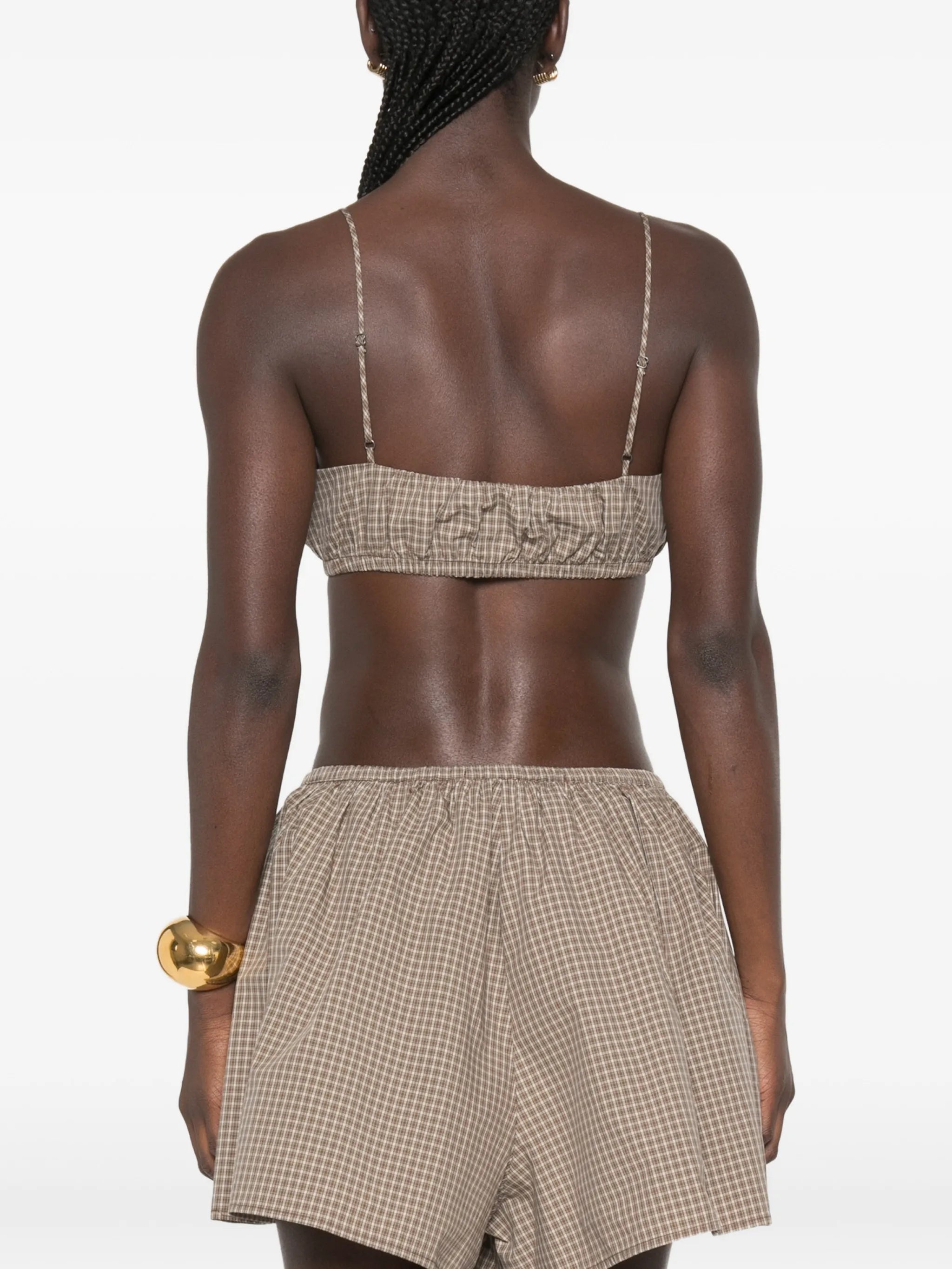 mini-plaid-pattern bralette