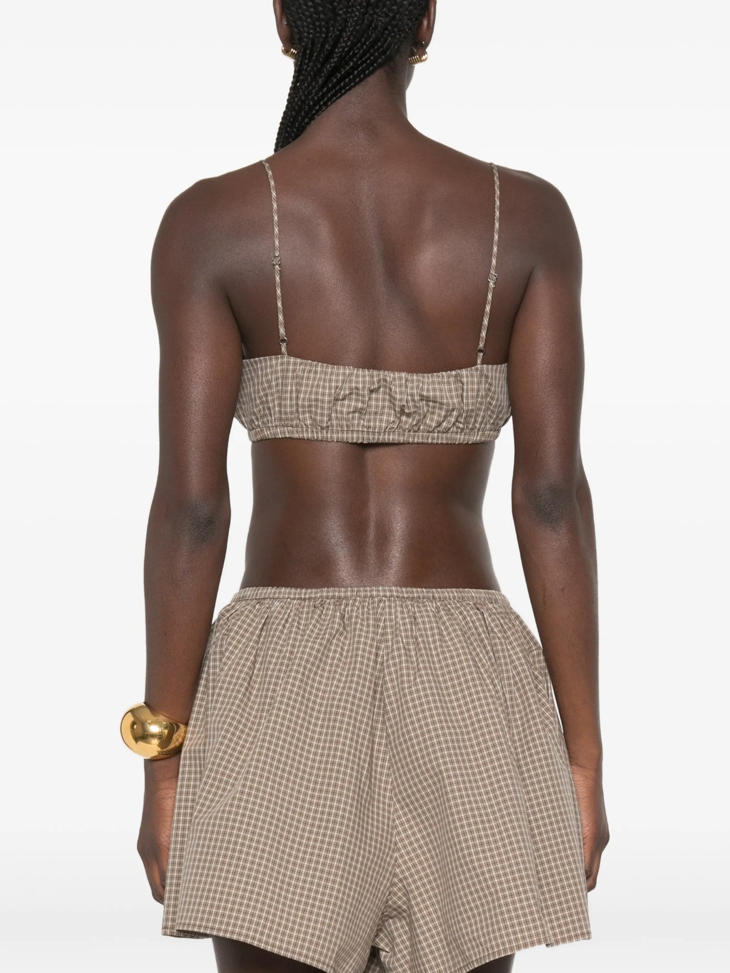 mini-plaid-pattern bralette