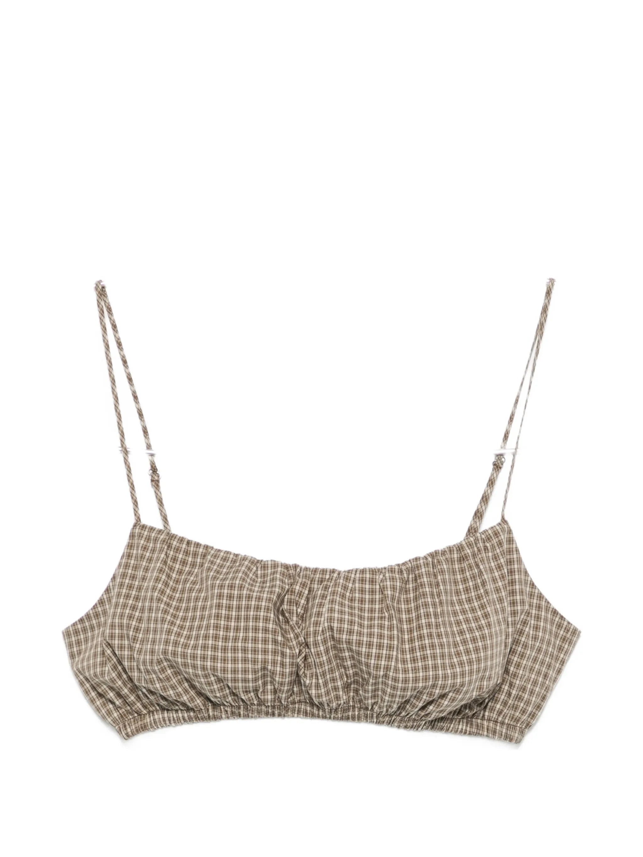 mini-plaid-pattern bralette