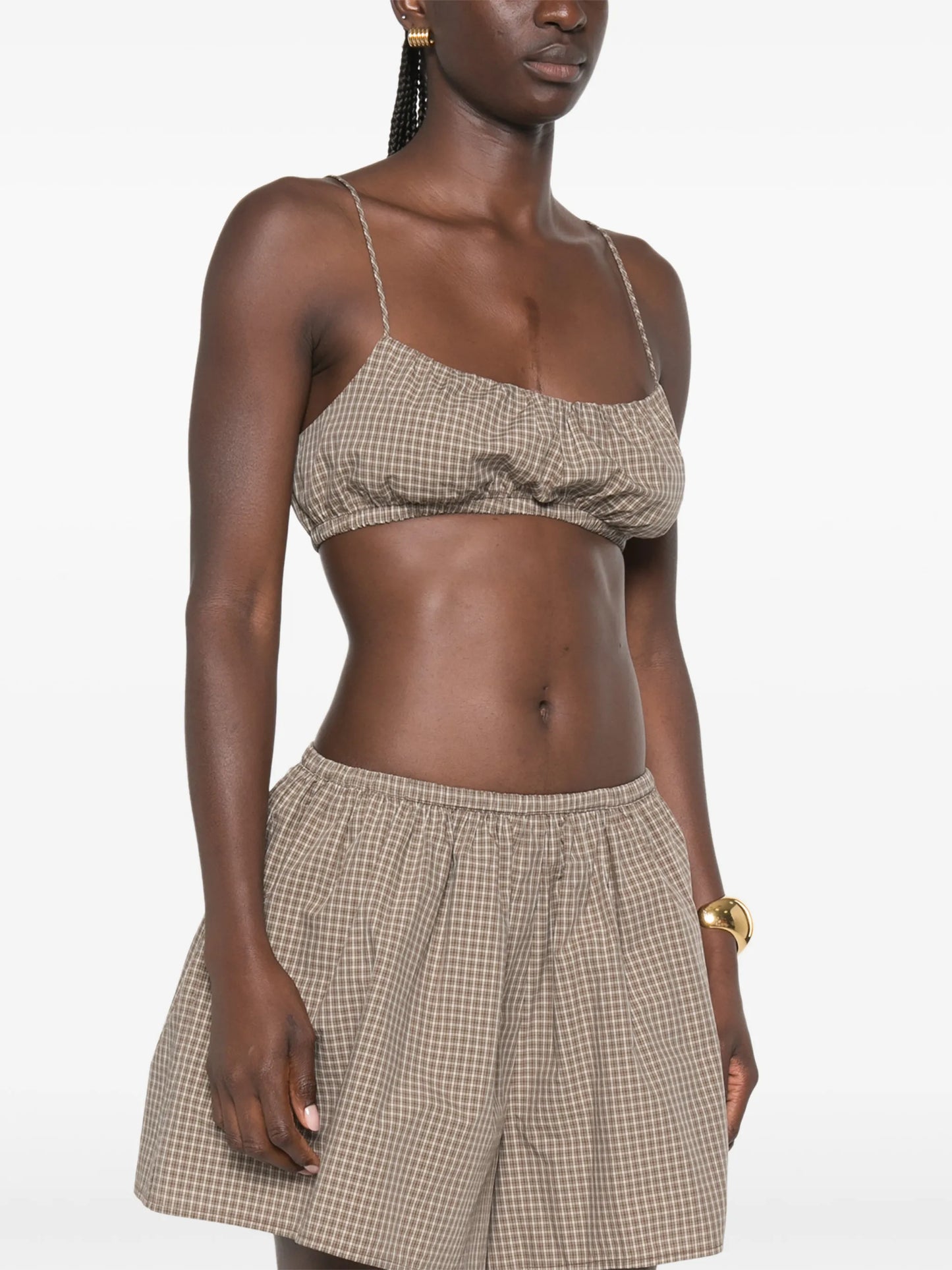 mini-plaid-pattern bralette