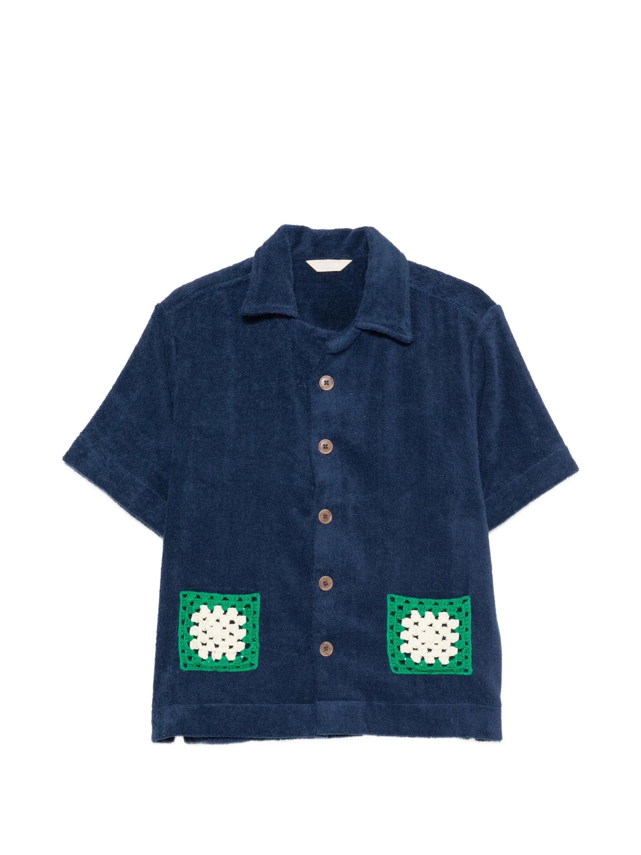 crochet-trim-detail shirt