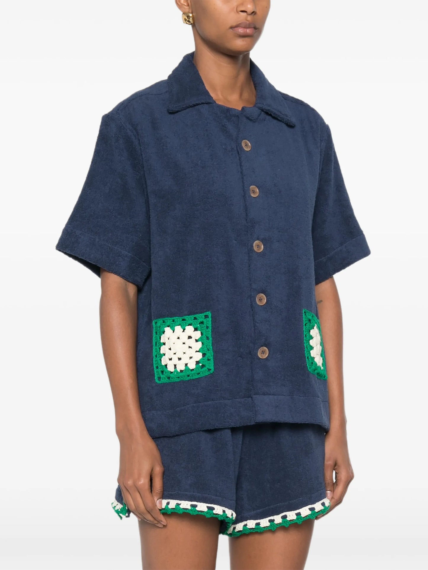 crochet-trim-detail shirt