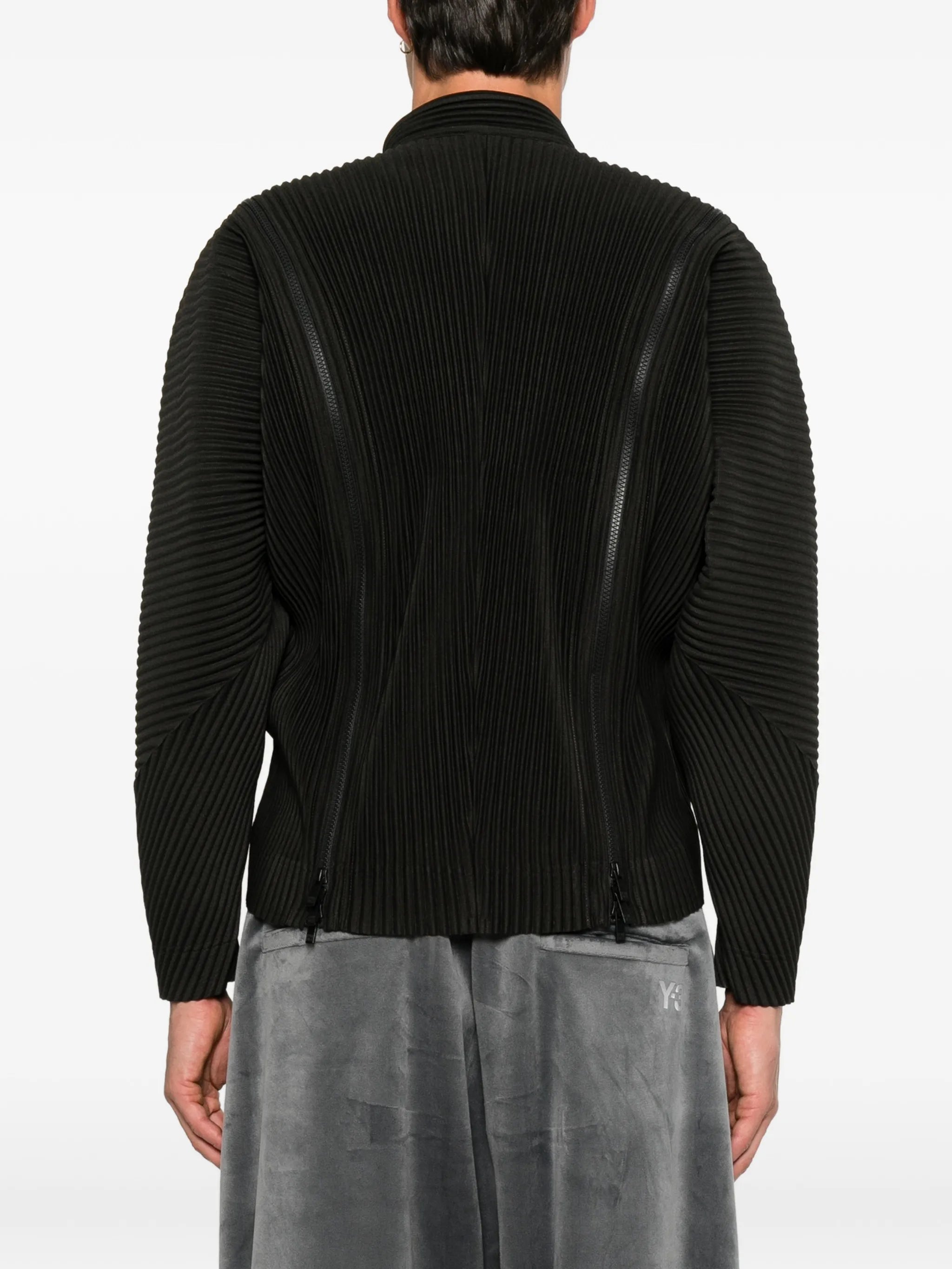 zip-detail pleated jacket
