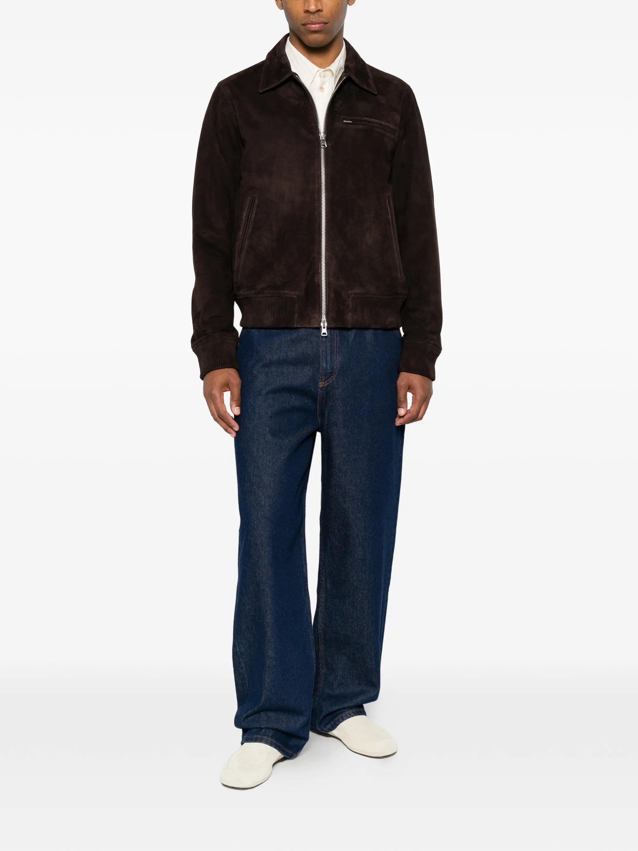 Owen zip-fastening leather jacket