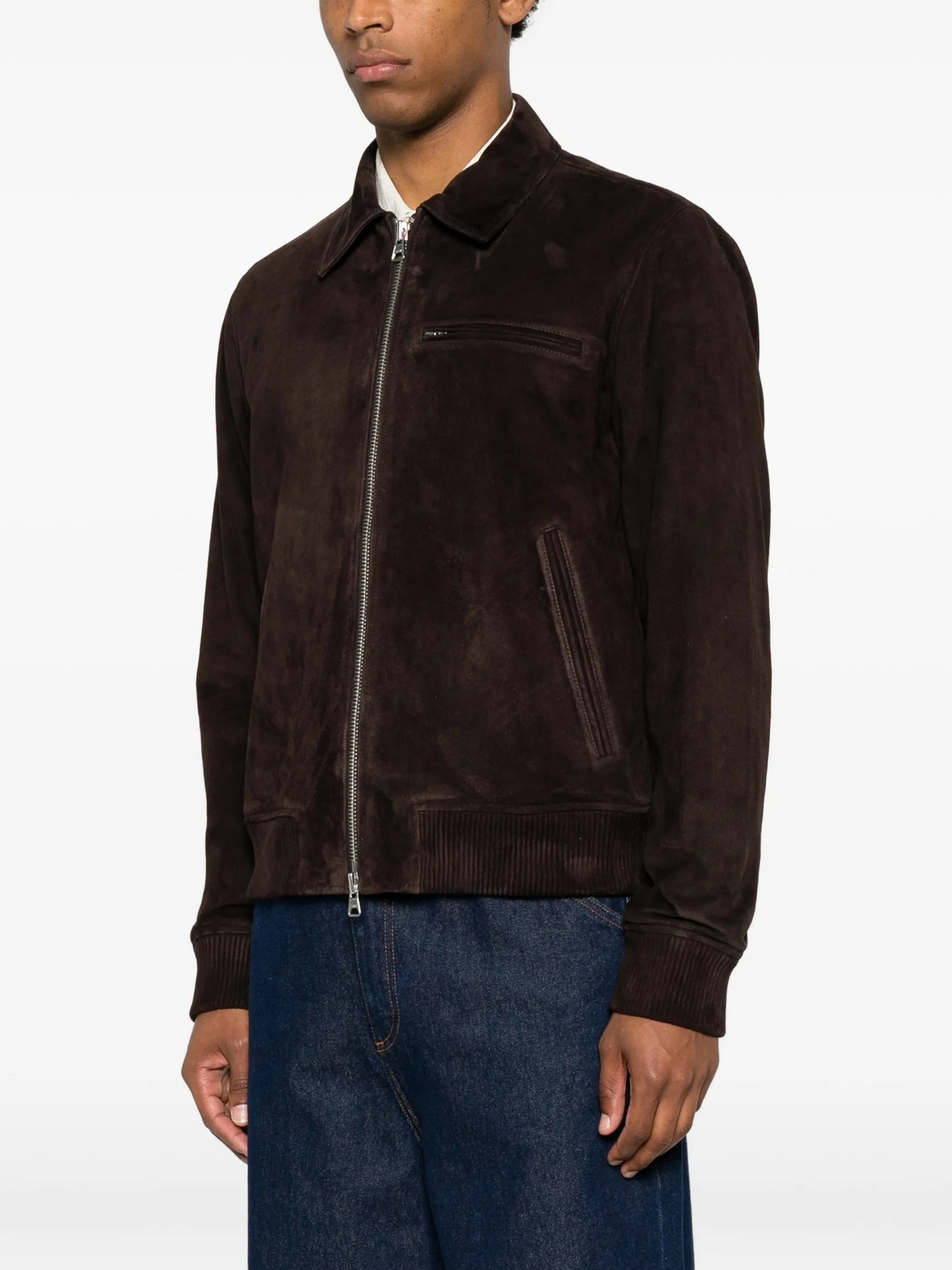 Owen zip-fastening leather jacket