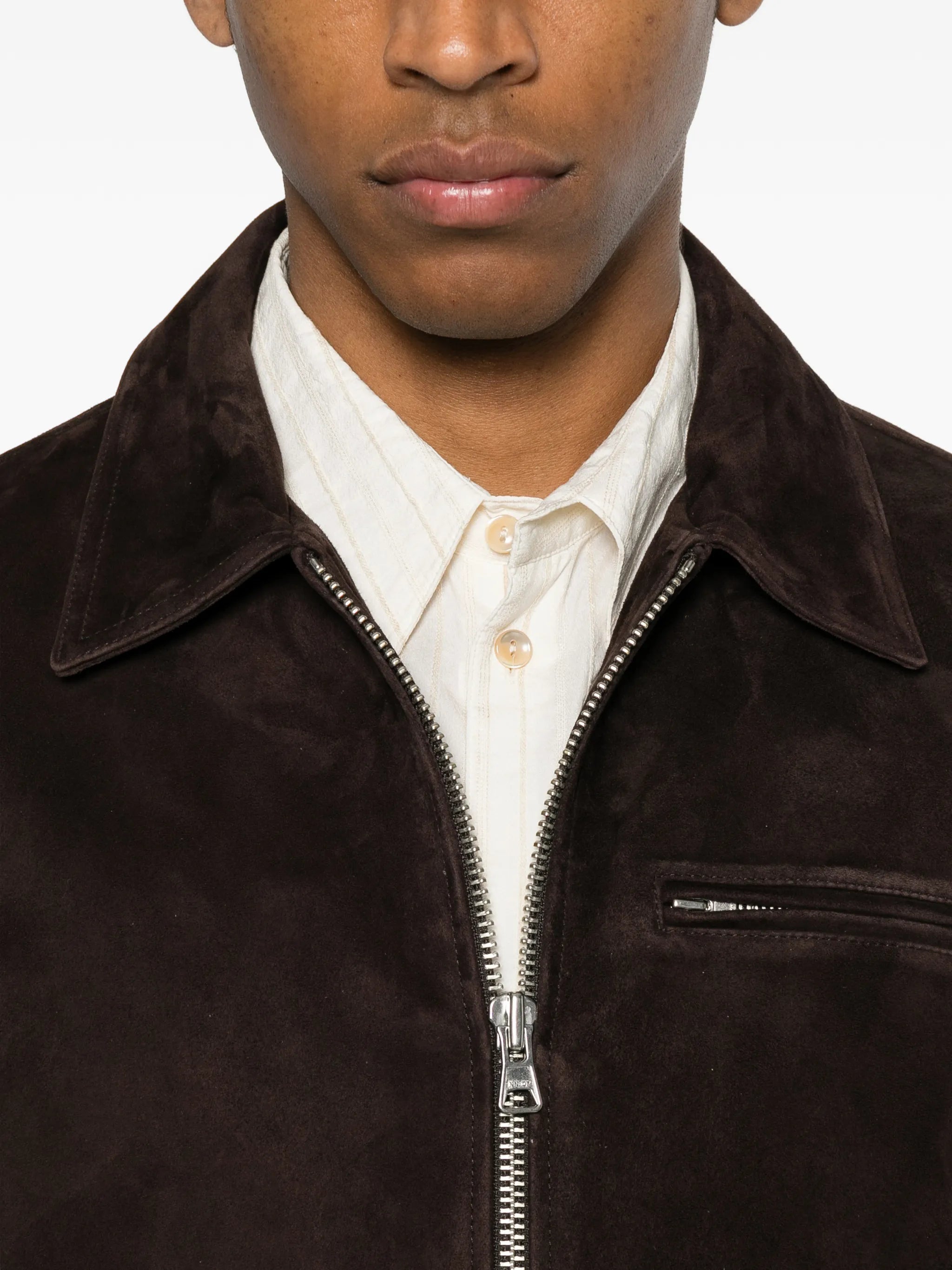 Owen zip-fastening leather jacket