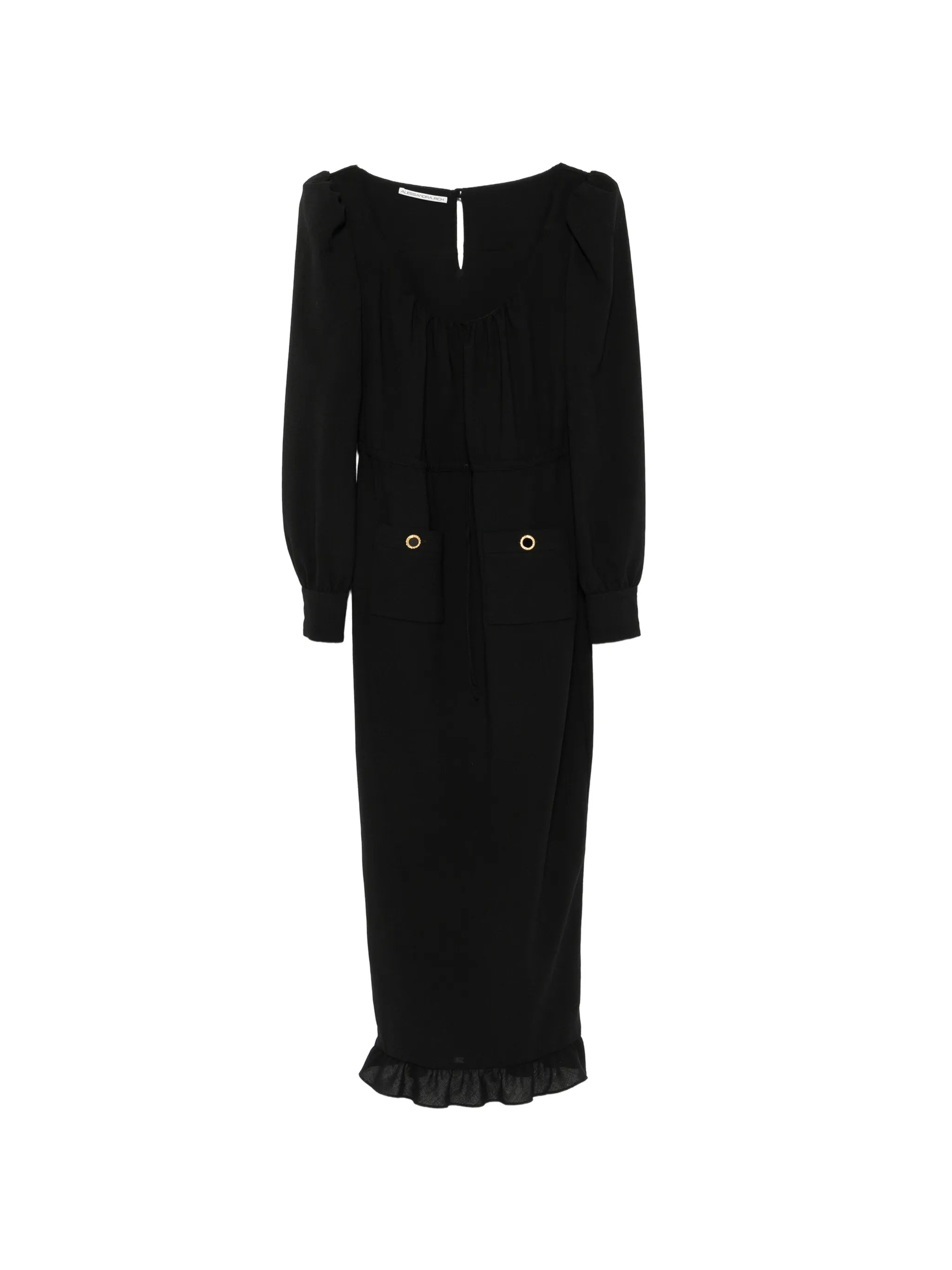 ruffle-trim scoop-neck midi dress