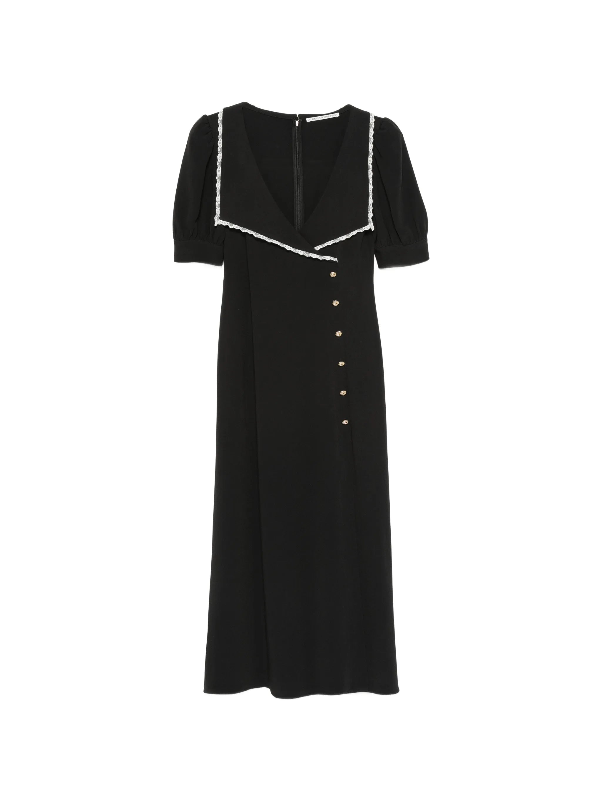 Cady lace-trim collar midi dress