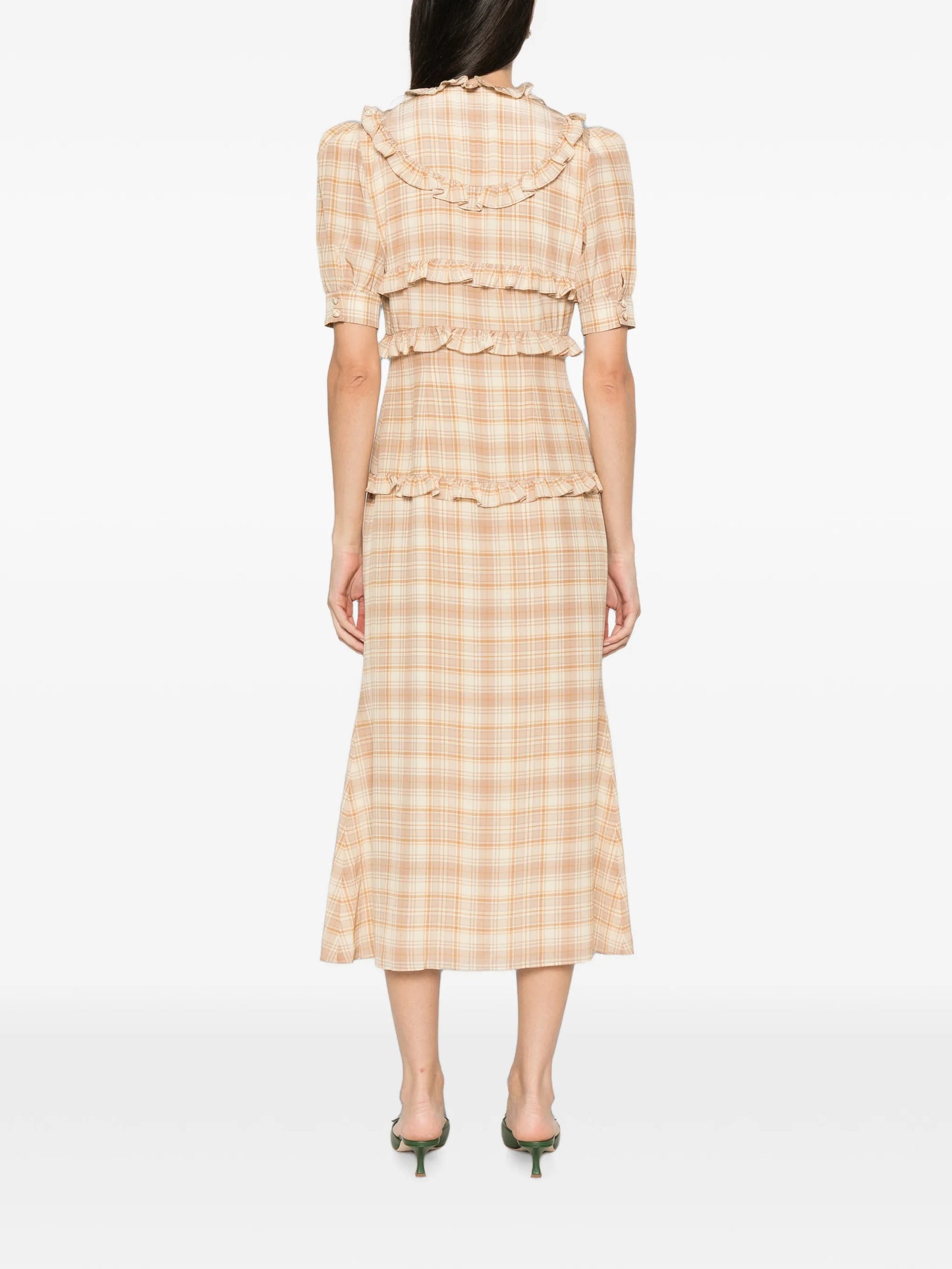 ruffled-trim midi dress