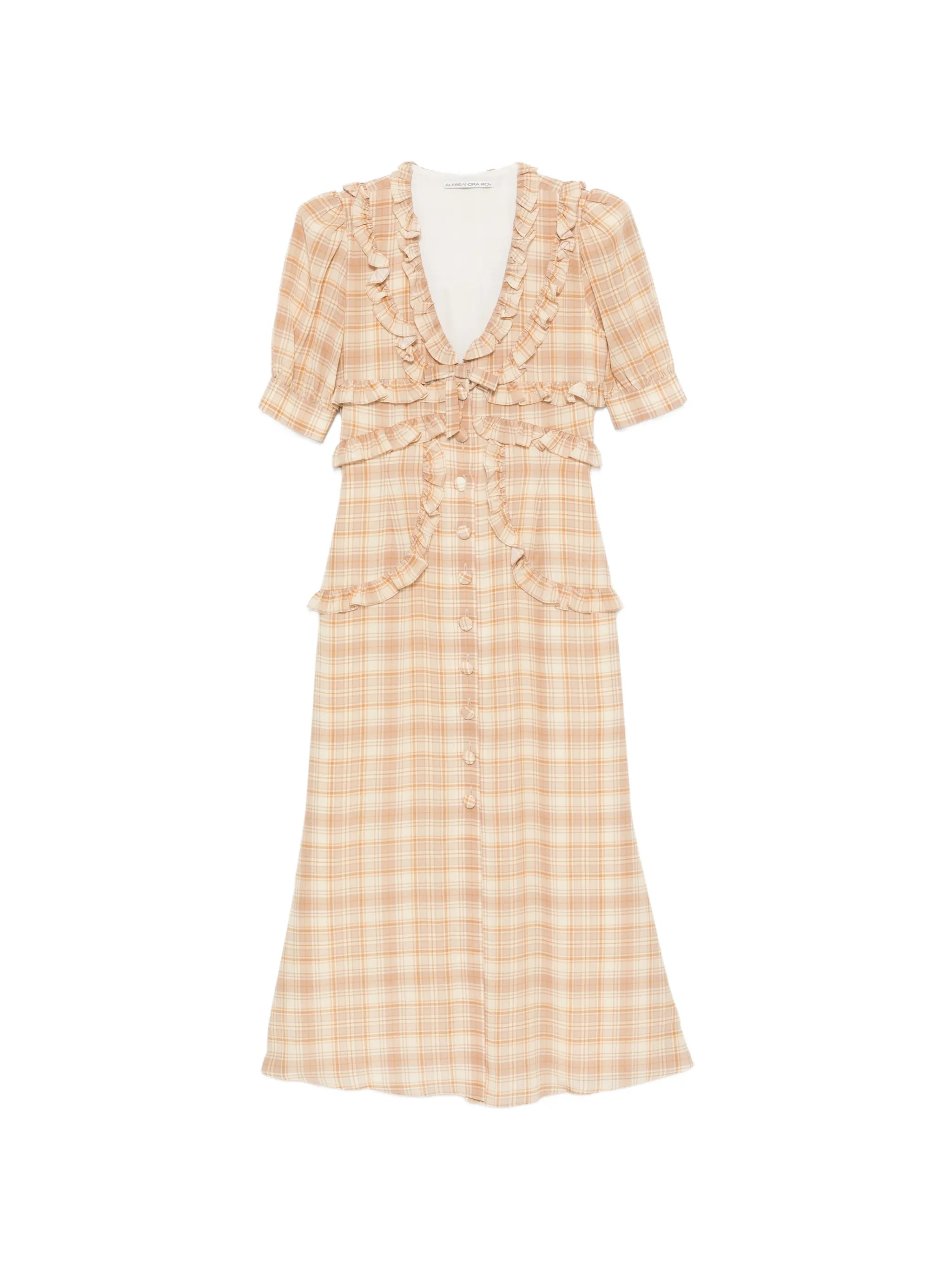 ruffled-trim midi dress
