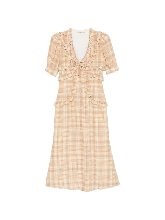 ruffled-trim midi dress