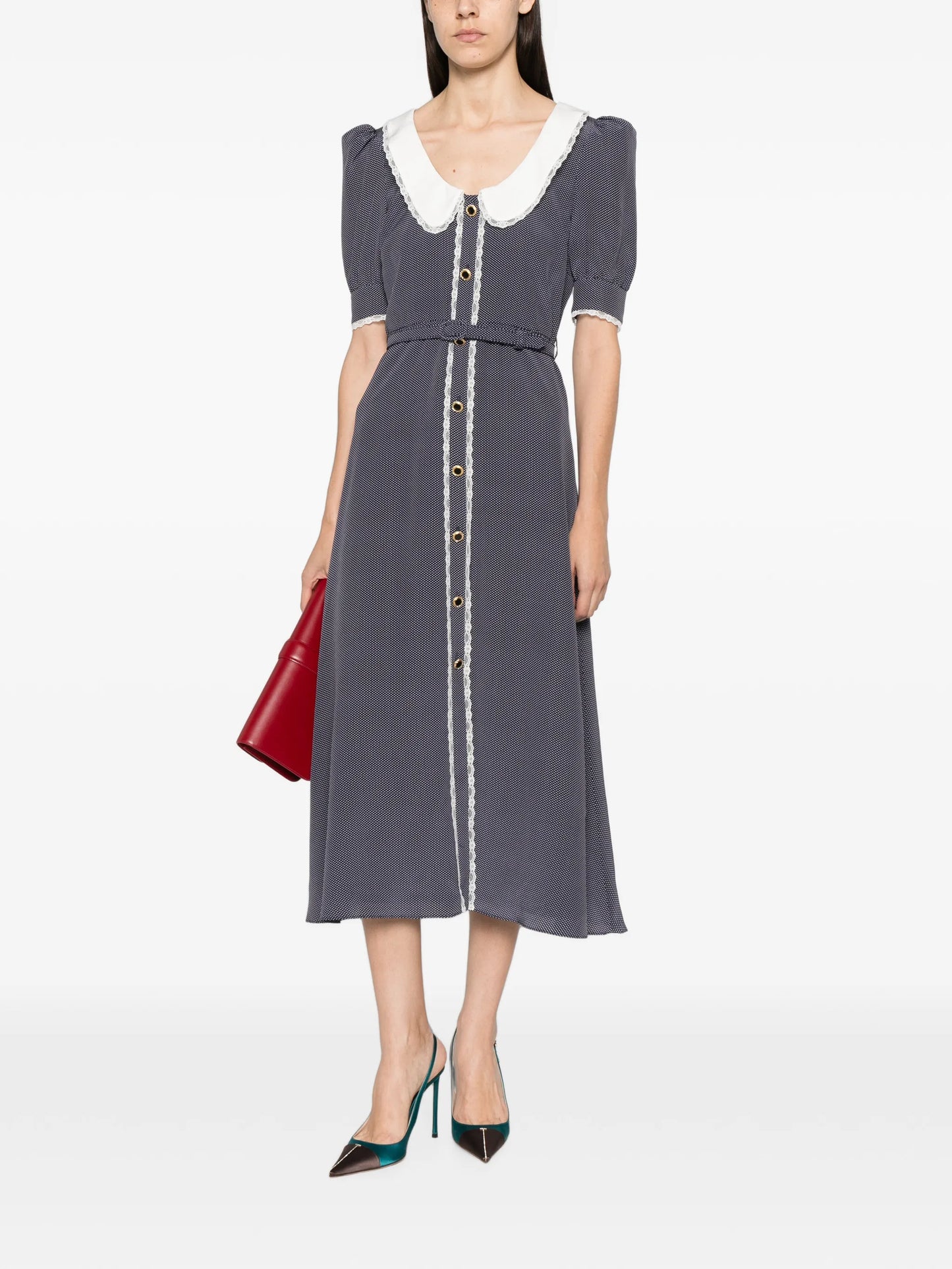 polka-dot midi dress