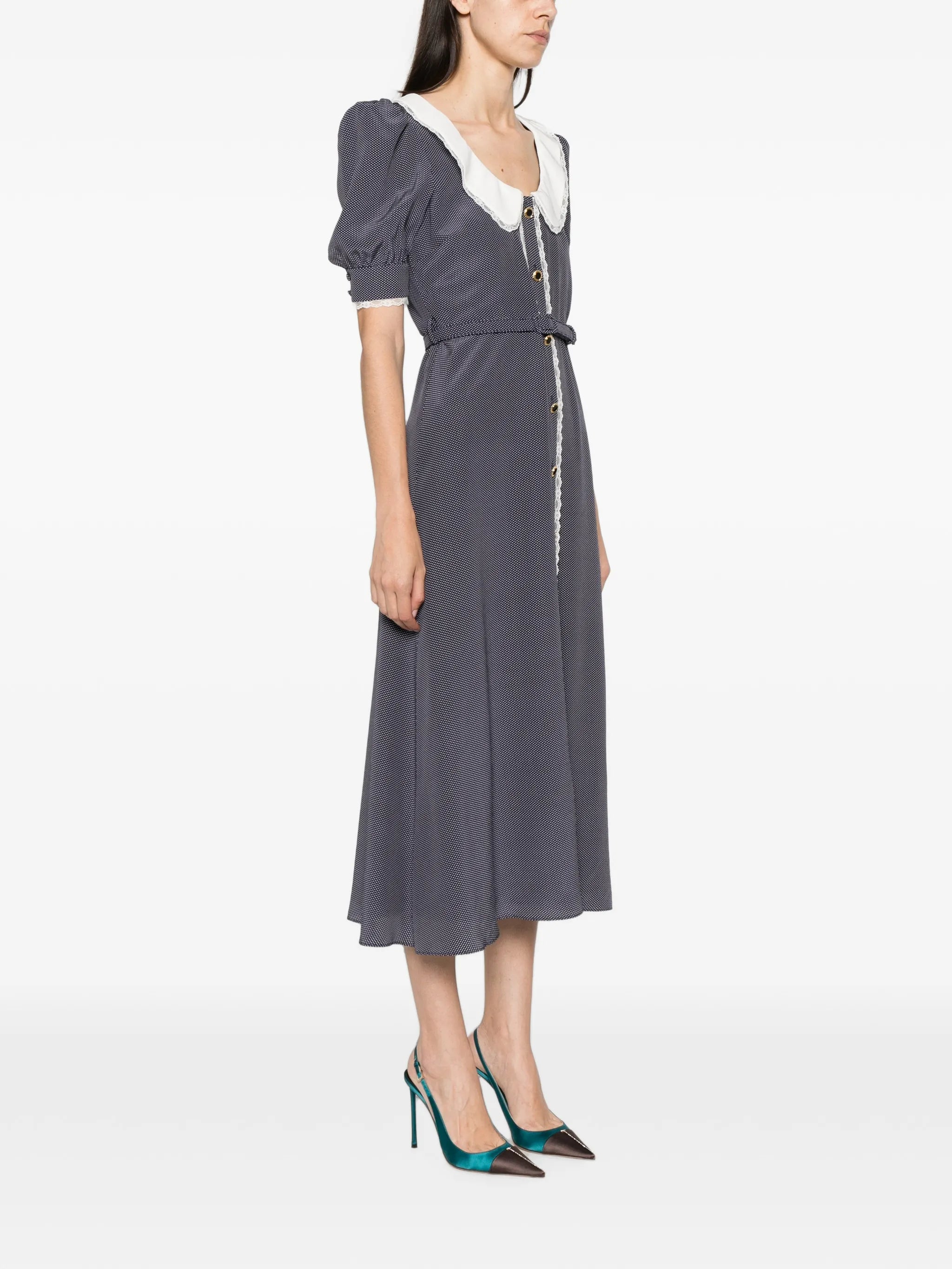 polka-dot midi dress