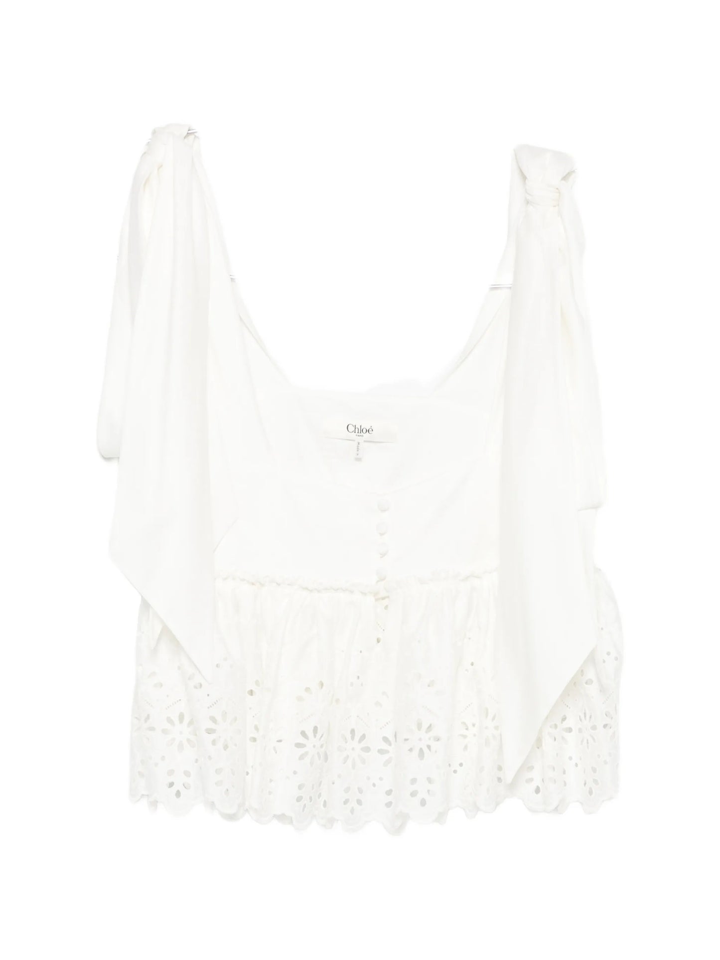 broderie-anglaise bow-detail top