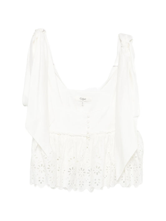 broderie-anglaise bow-detail top