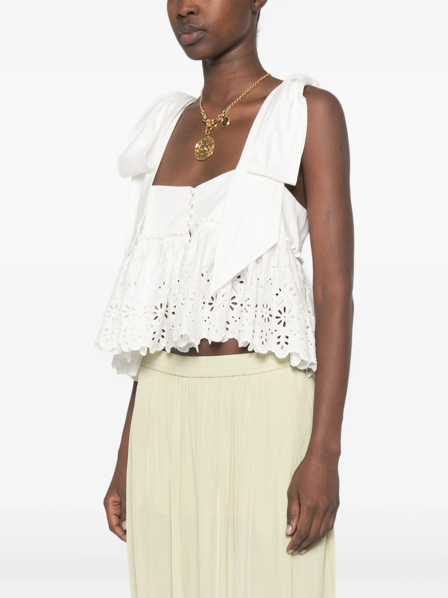 broderie-anglaise bow-detail top