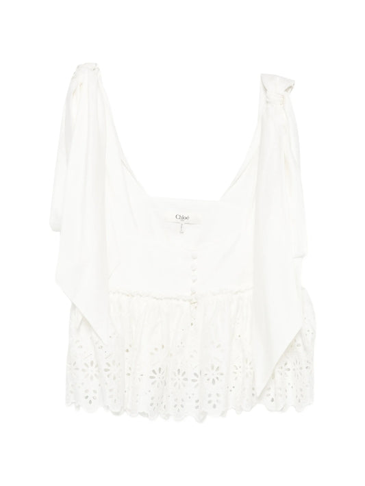 broderie-anglaise bow-detail top