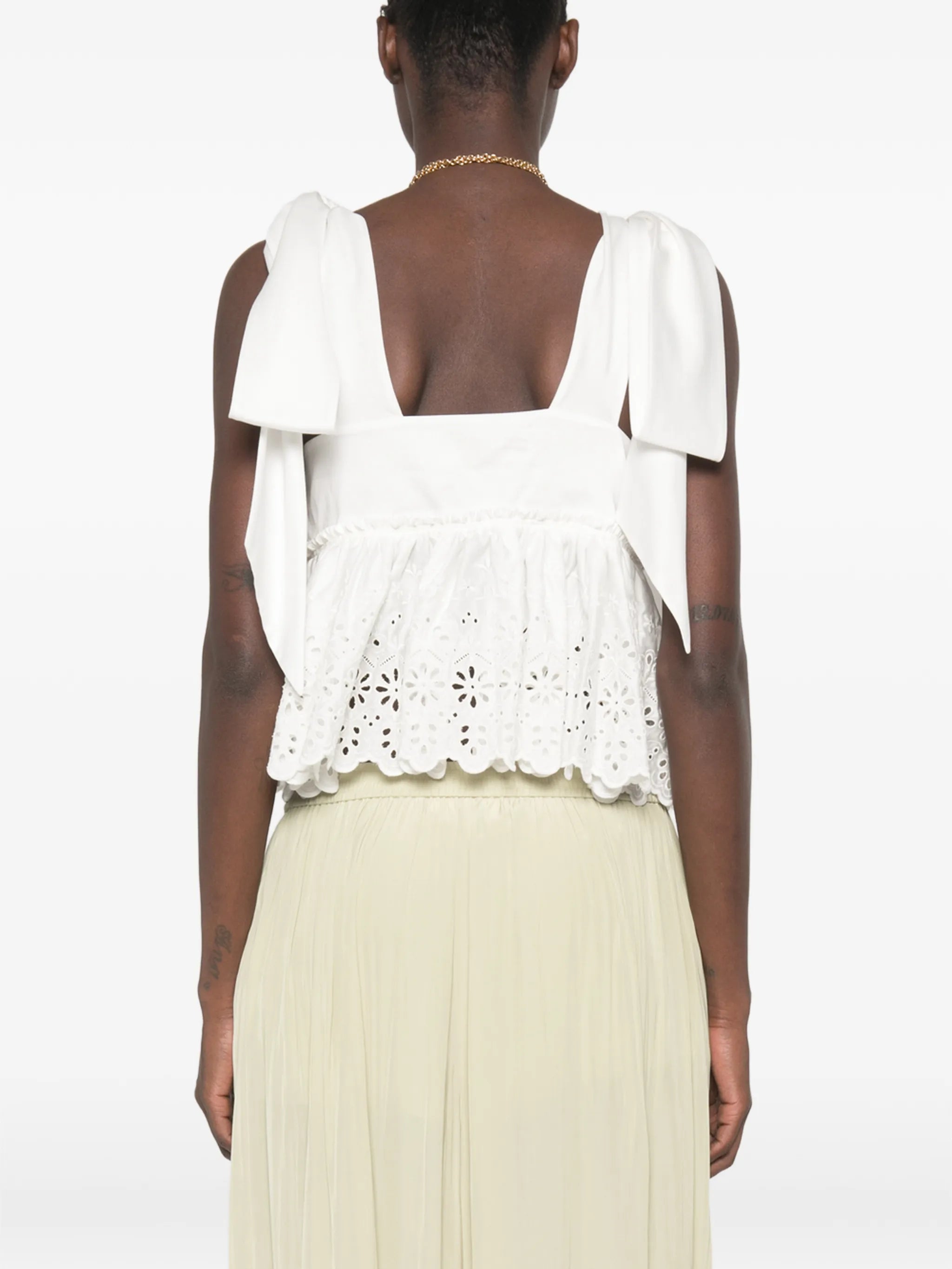 broderie-anglaise bow-detail top