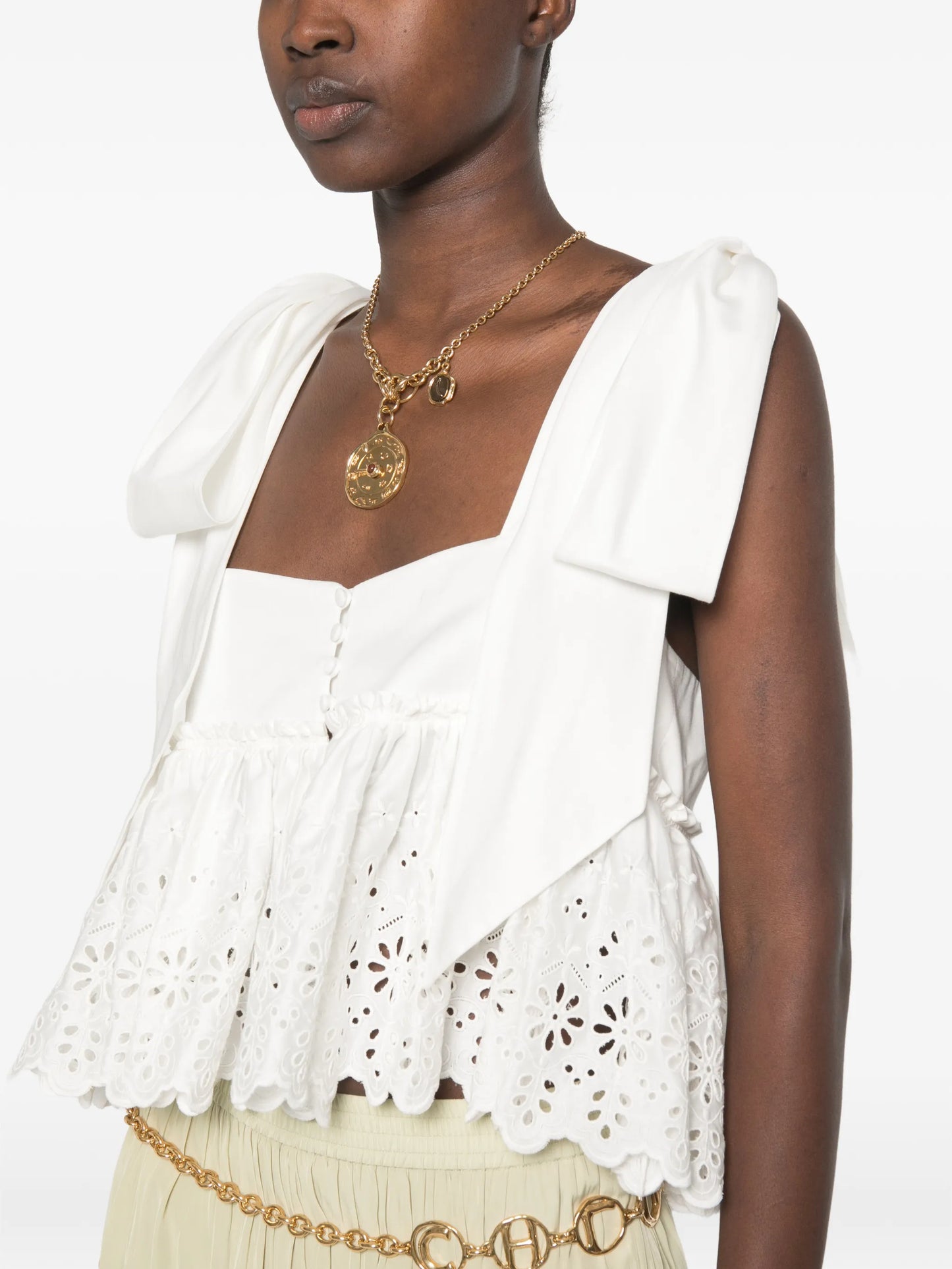 broderie-anglaise bow-detail top
