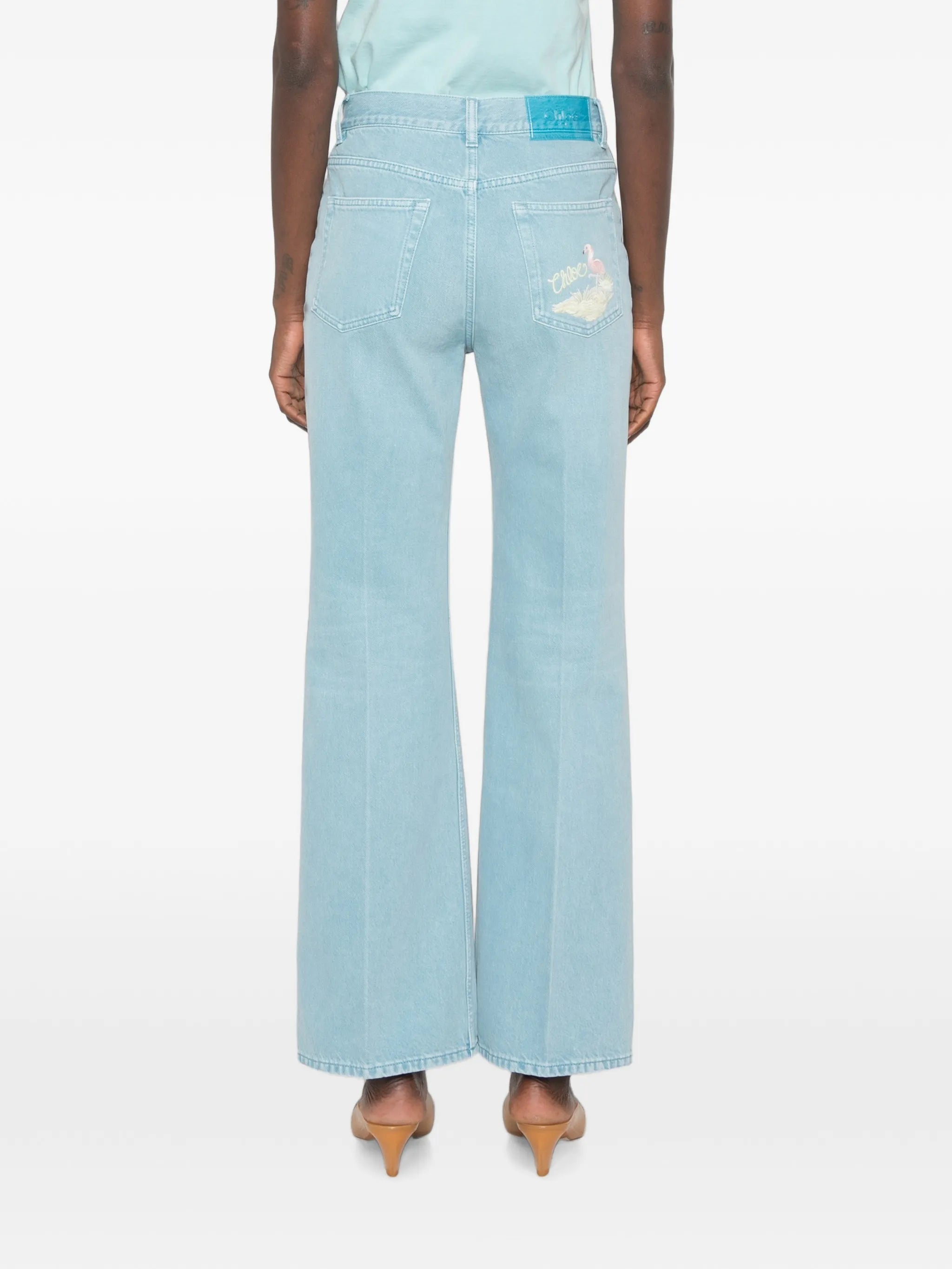 logo-patch wide-leg jeans