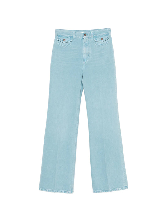 logo-patch wide-leg jeans