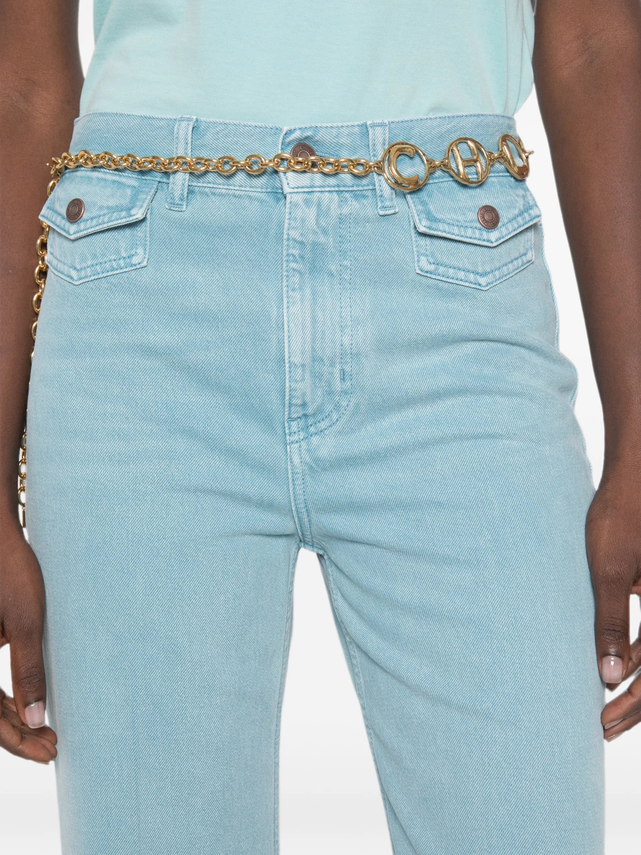 logo-patch wide-leg jeans