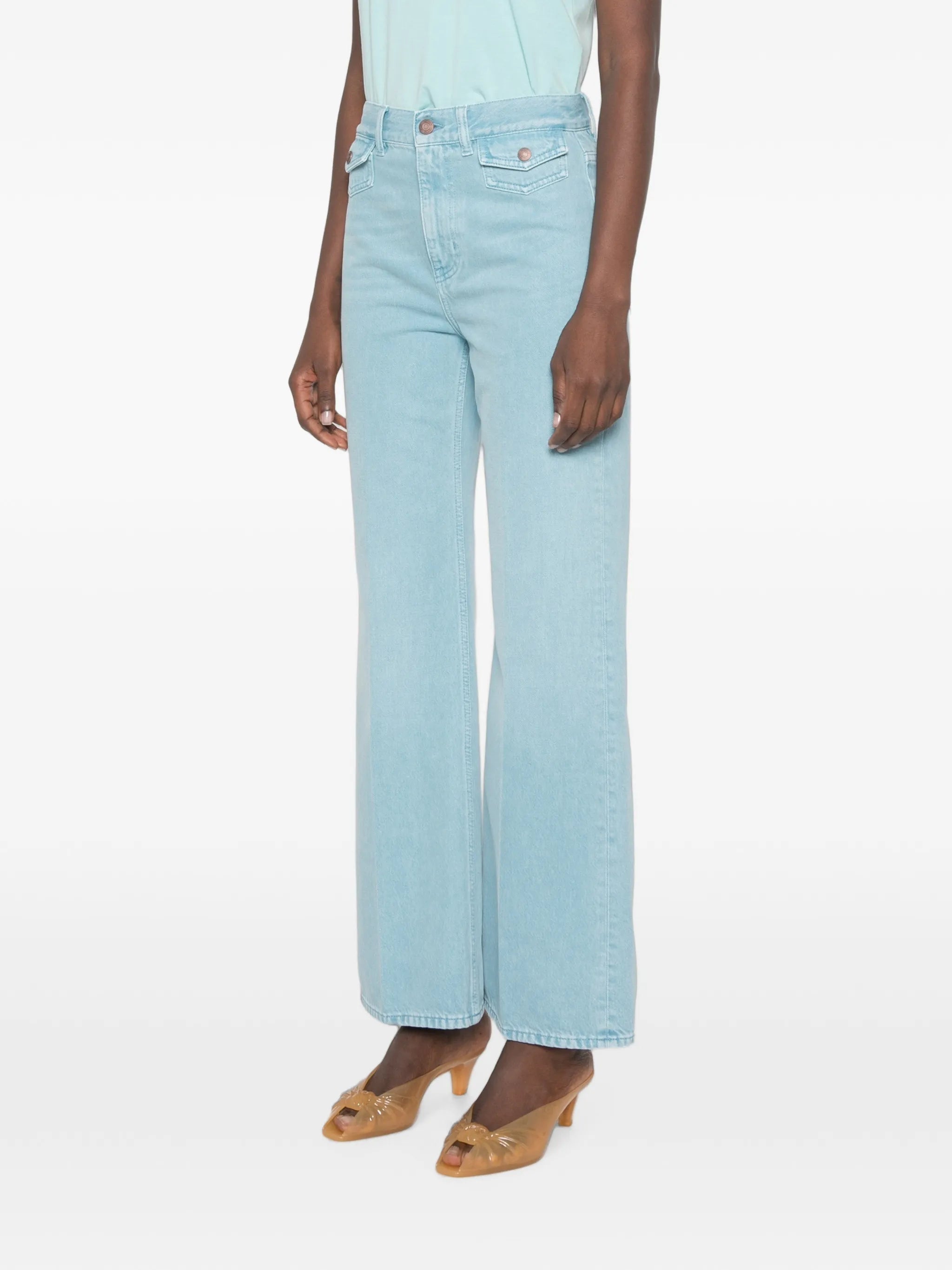 logo-patch wide-leg jeans