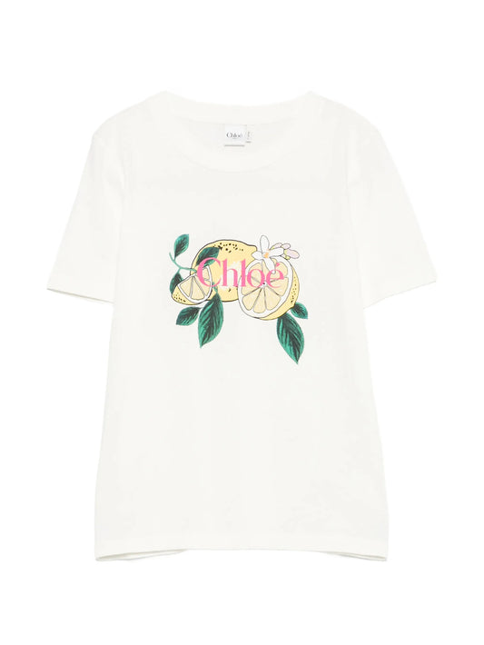 lemon-print logo-print T-shirt