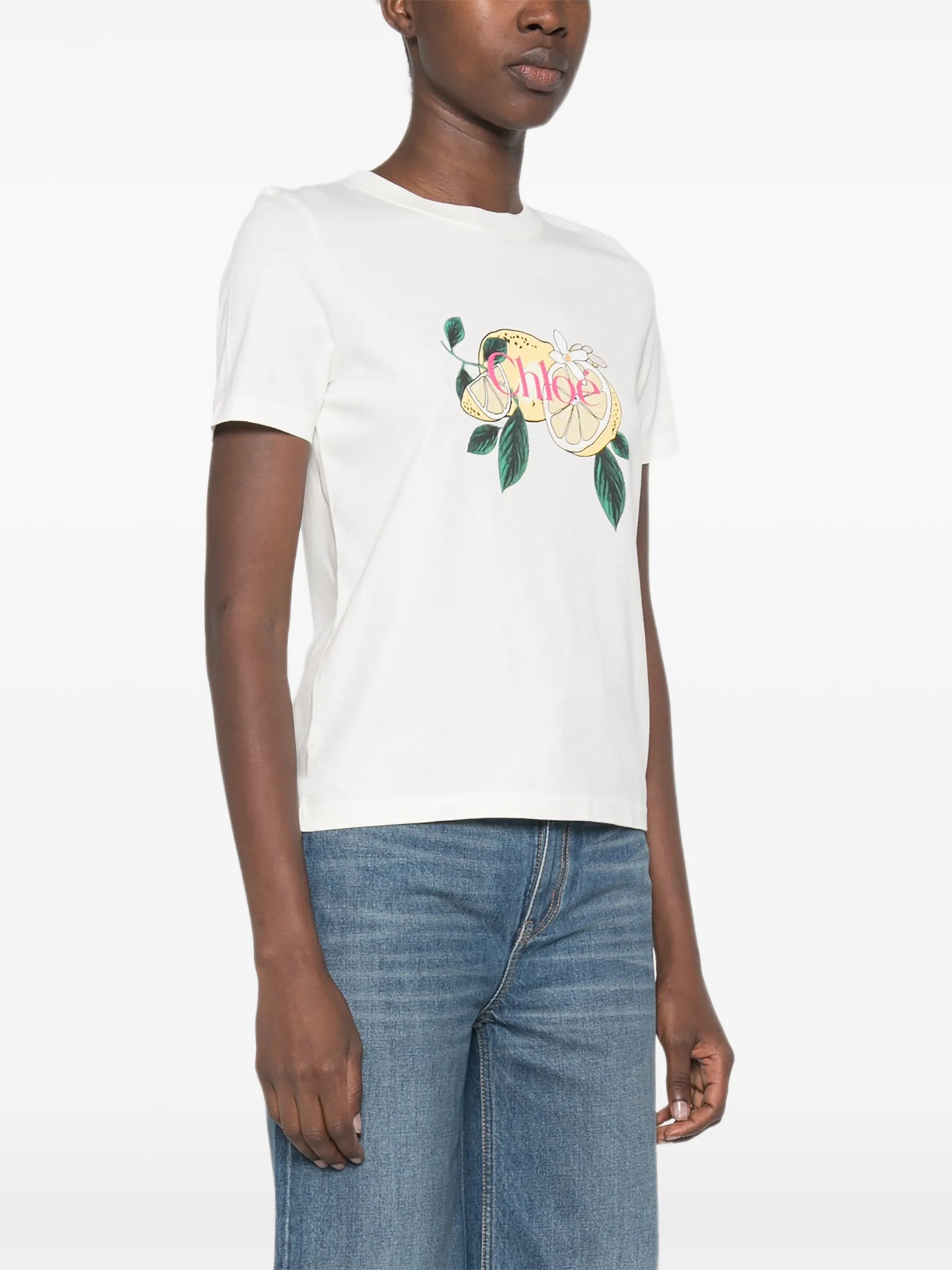 lemon-print logo-print T-shirt