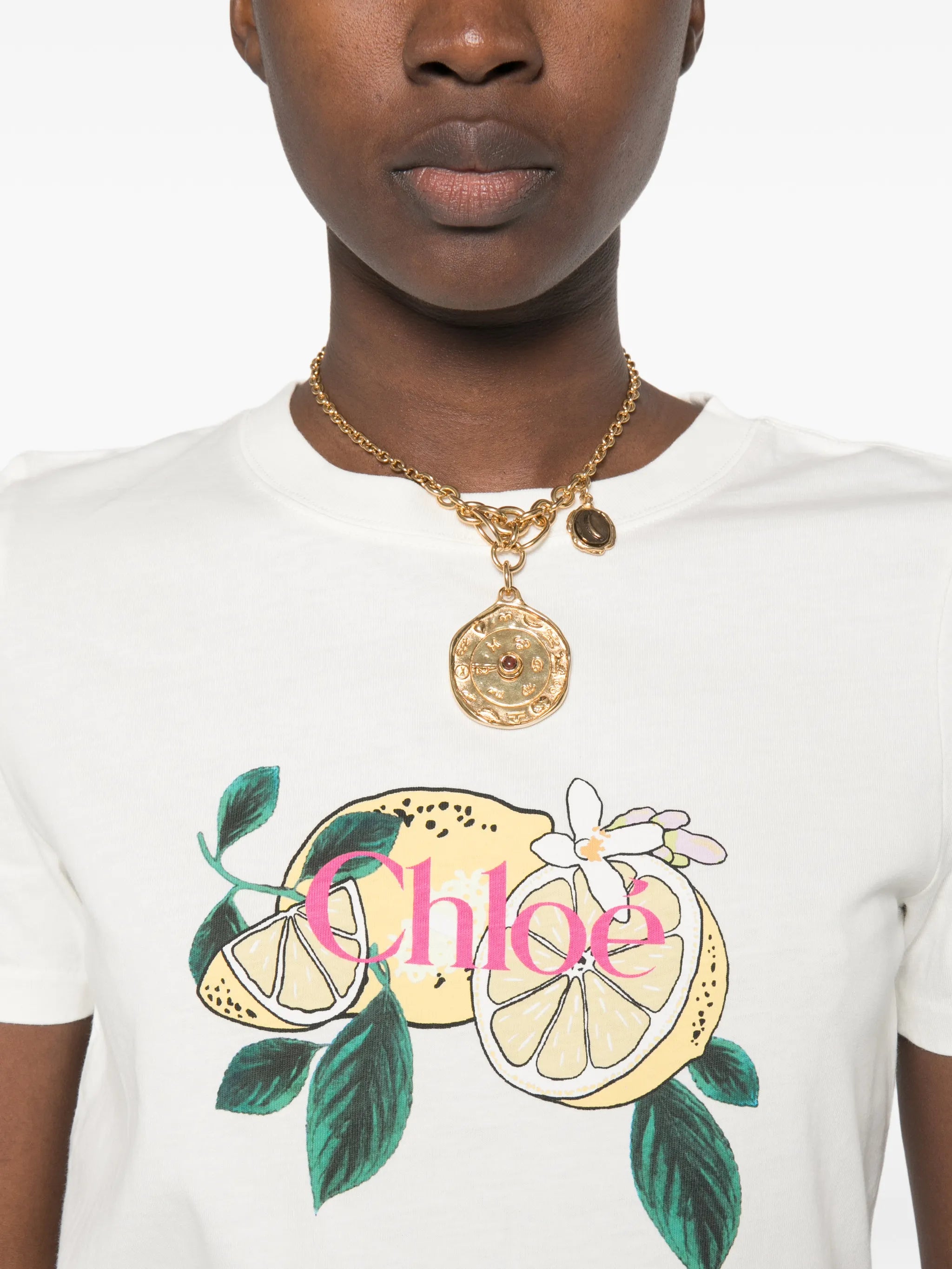 lemon-print logo-print T-shirt