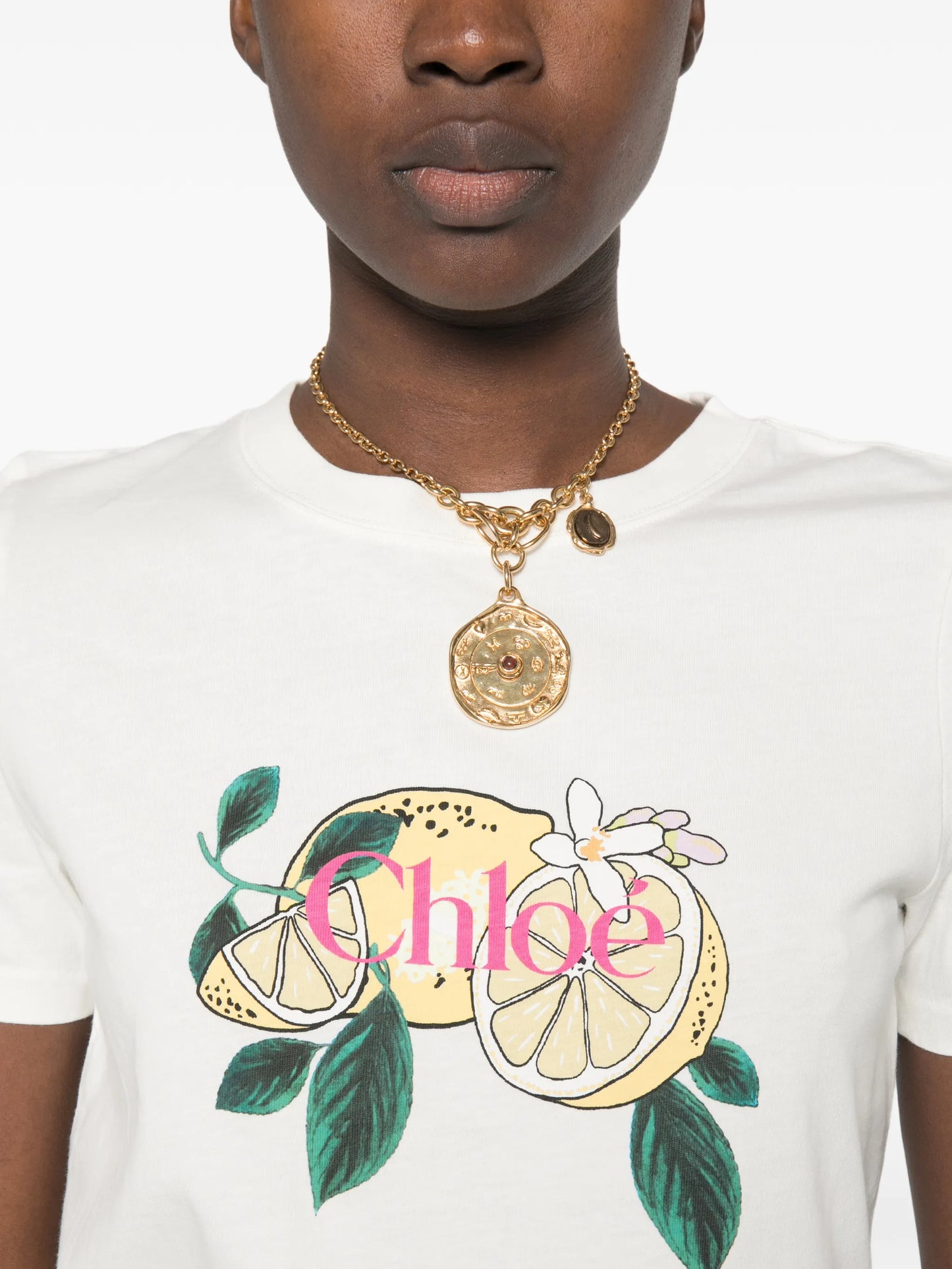 lemon-print logo-print T-shirt