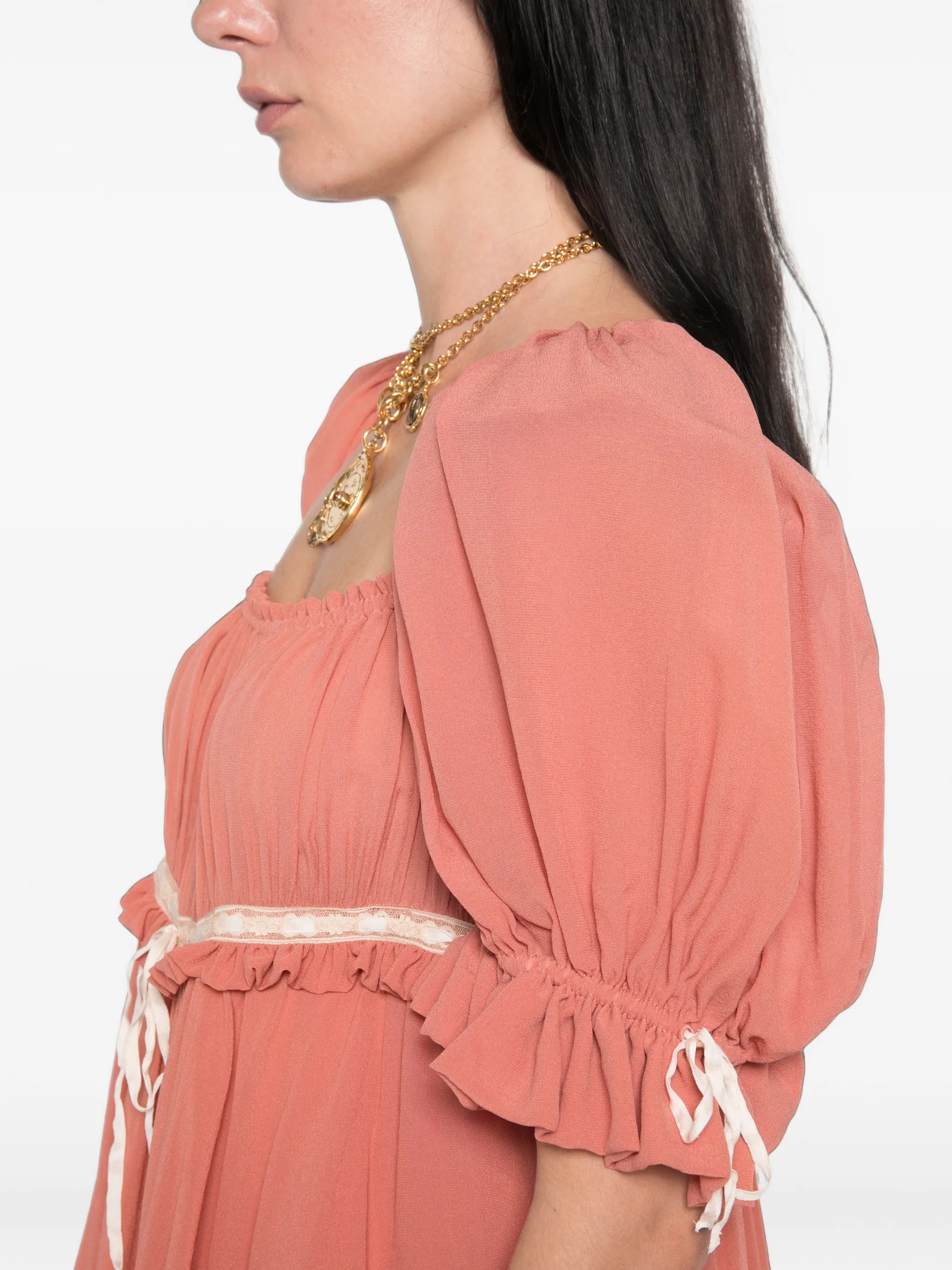 ruffled silk georgette mini dress