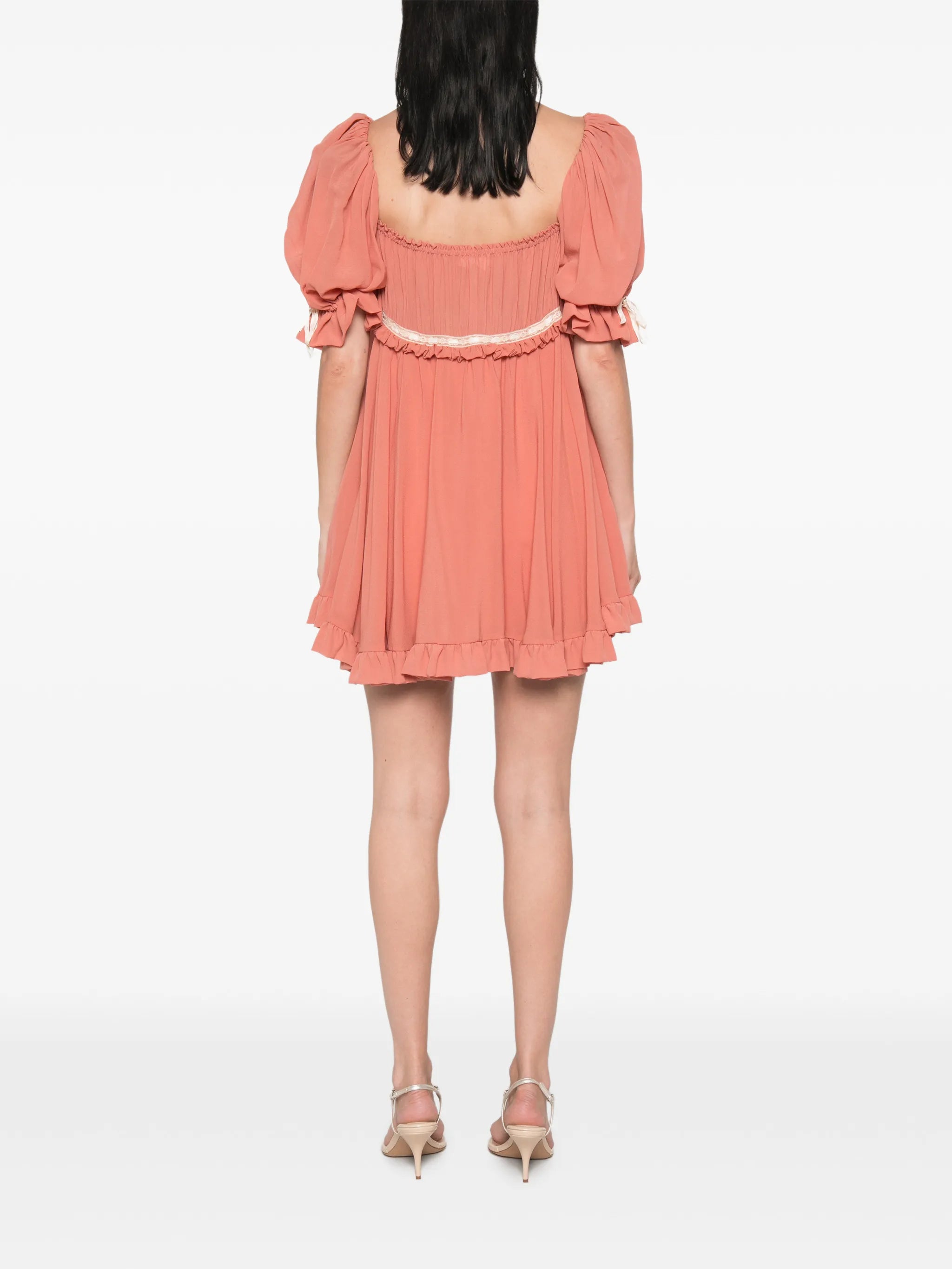 ruffled silk georgette mini dress