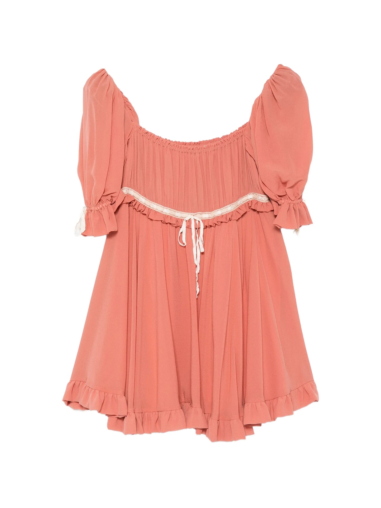 ruffled silk georgette mini dress