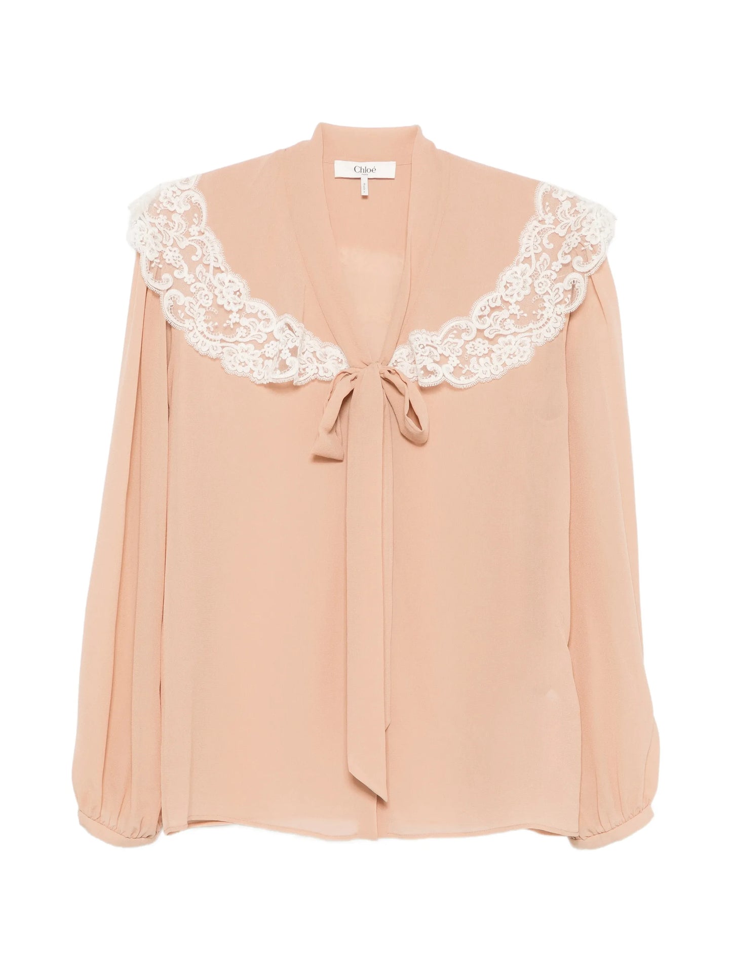 lace-trimmed silk-georgette blouse